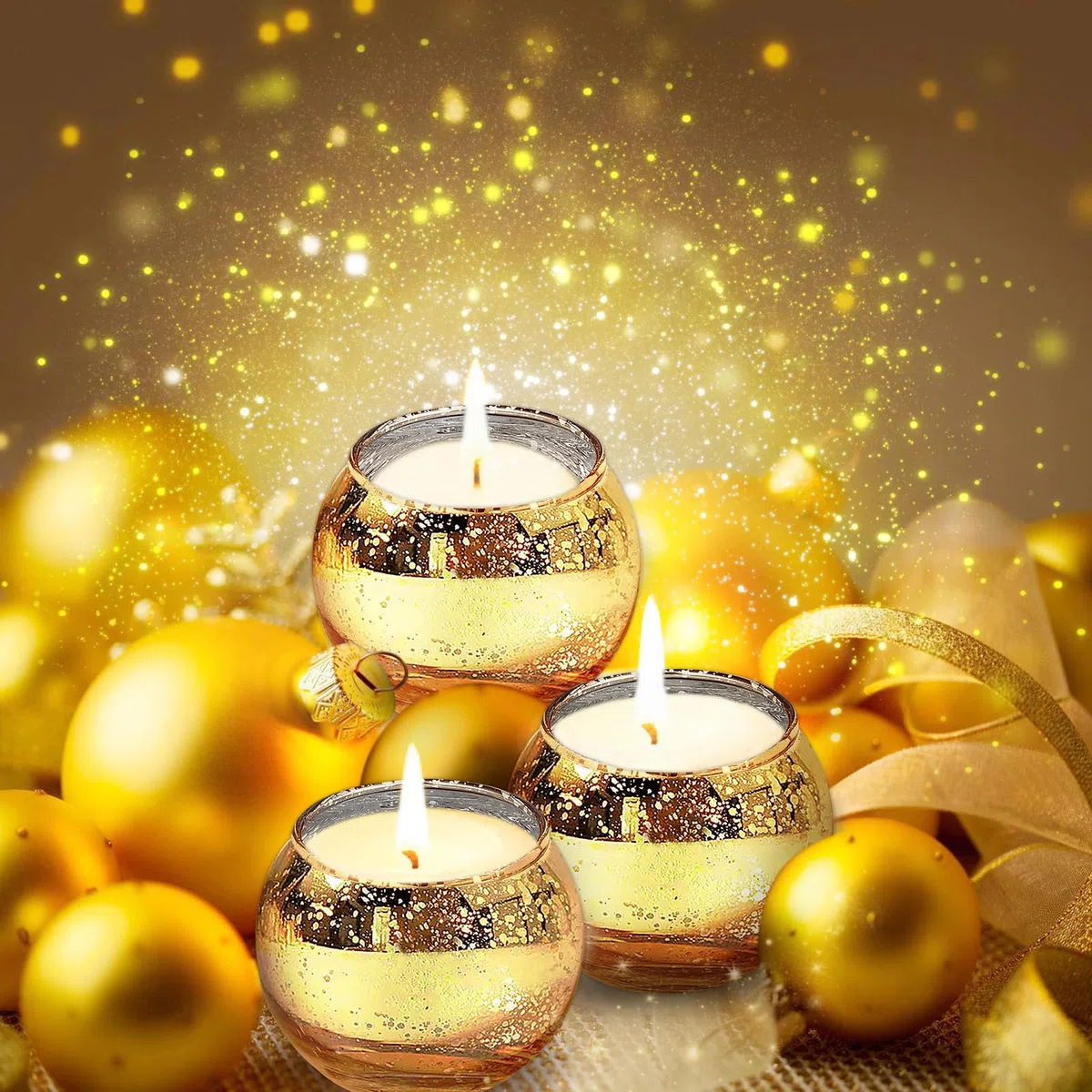 Porta Tealight Oro 16 Pezzi, Portacandele Vetro Oro, Porta Candele da Tavolo per Matrimoni, Decorazioni da Tavolo, San Valentino, Natale