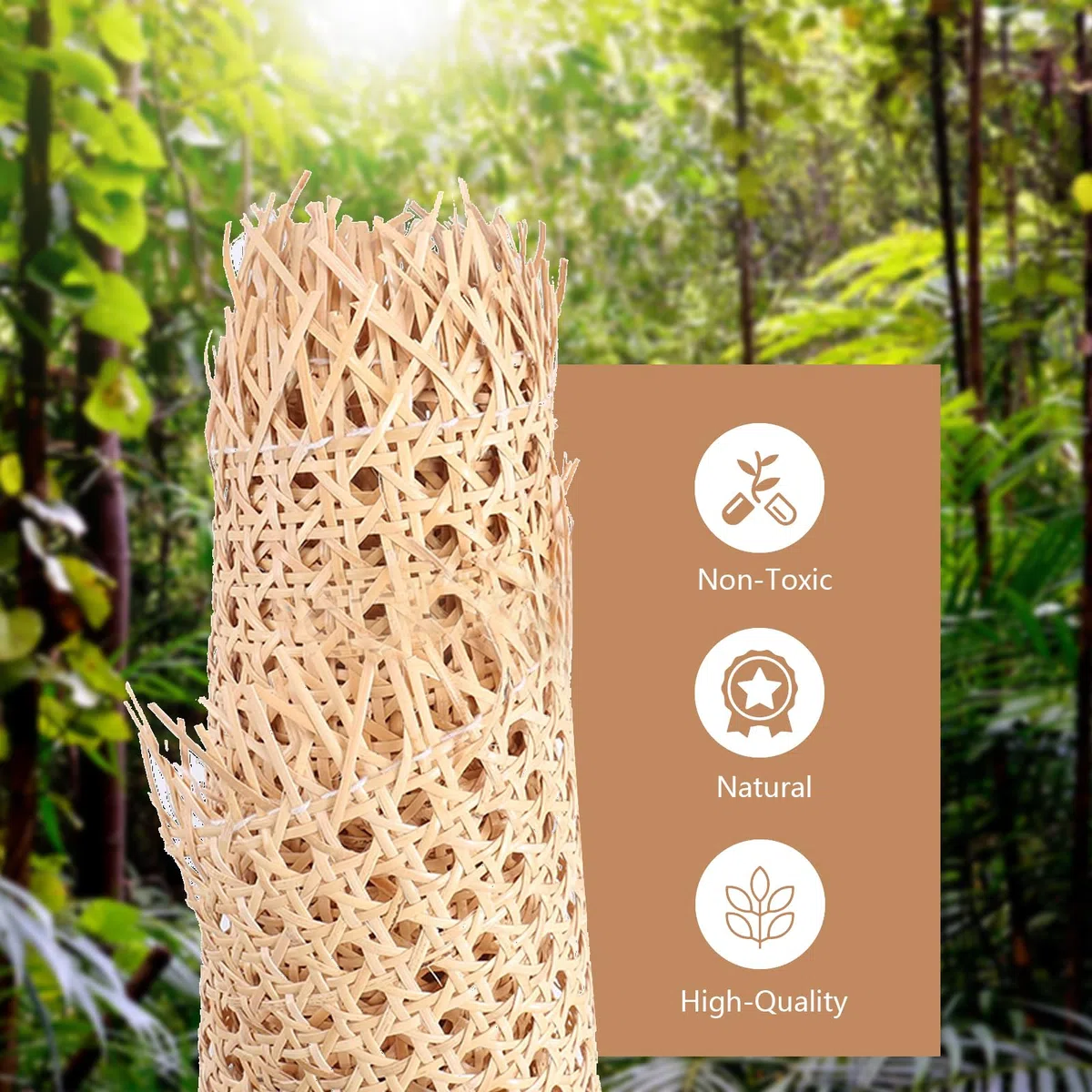 Rotolo di nastro in rattan, rete di vimini viennese, resistente alla muffa, in rattan intrecciato a nido d'ape fai da te (colore legno, 1 m x 40 cm)