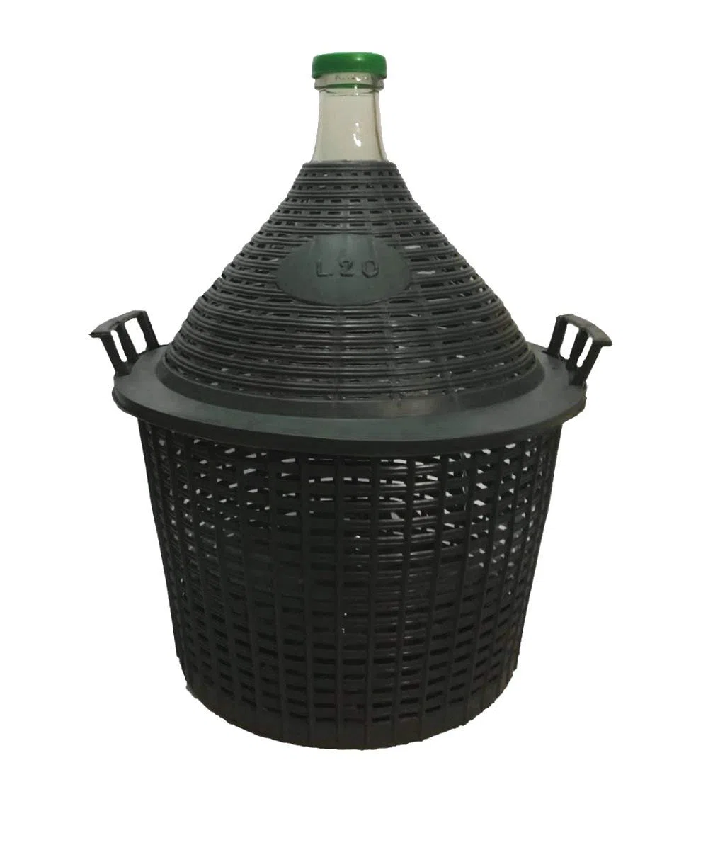 Damigiana Litri 20 con Cesto plastica Completa di Tappo