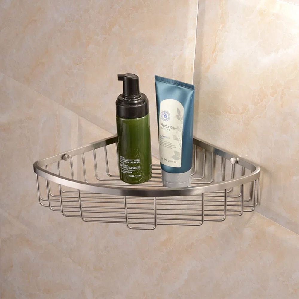 CS003 - Mensola angolare per bagno, montaggio a parete, in acciaio INOX