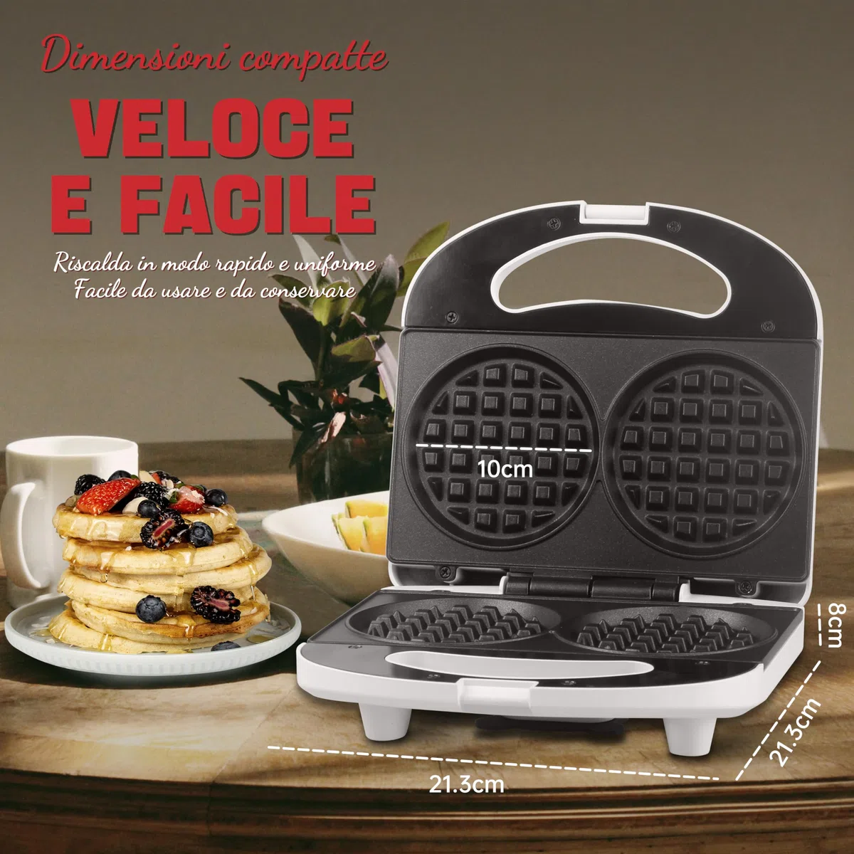 SugarWhisk Mini Ferro per Waffle per Bambini, Doppio Ferro per Waffle, Piccolo Ferro per Waffle con Rivestimento Antiaderente, Mini Waffle Maker, per Feste di Famiglia, Compleanni dei Bambini, Pasqua