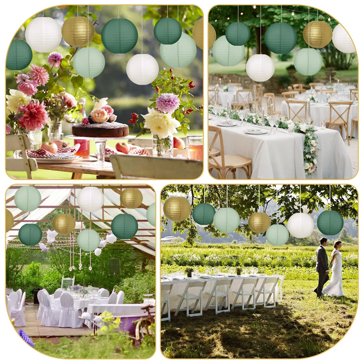 20 lanterne di carta, verde salvia, lanterne di carta classiche, riutilizzabili, rotonde per matrimoni, feste in giardino (diametro 15 cm, 20 cm, 25 cm, 30 cm)