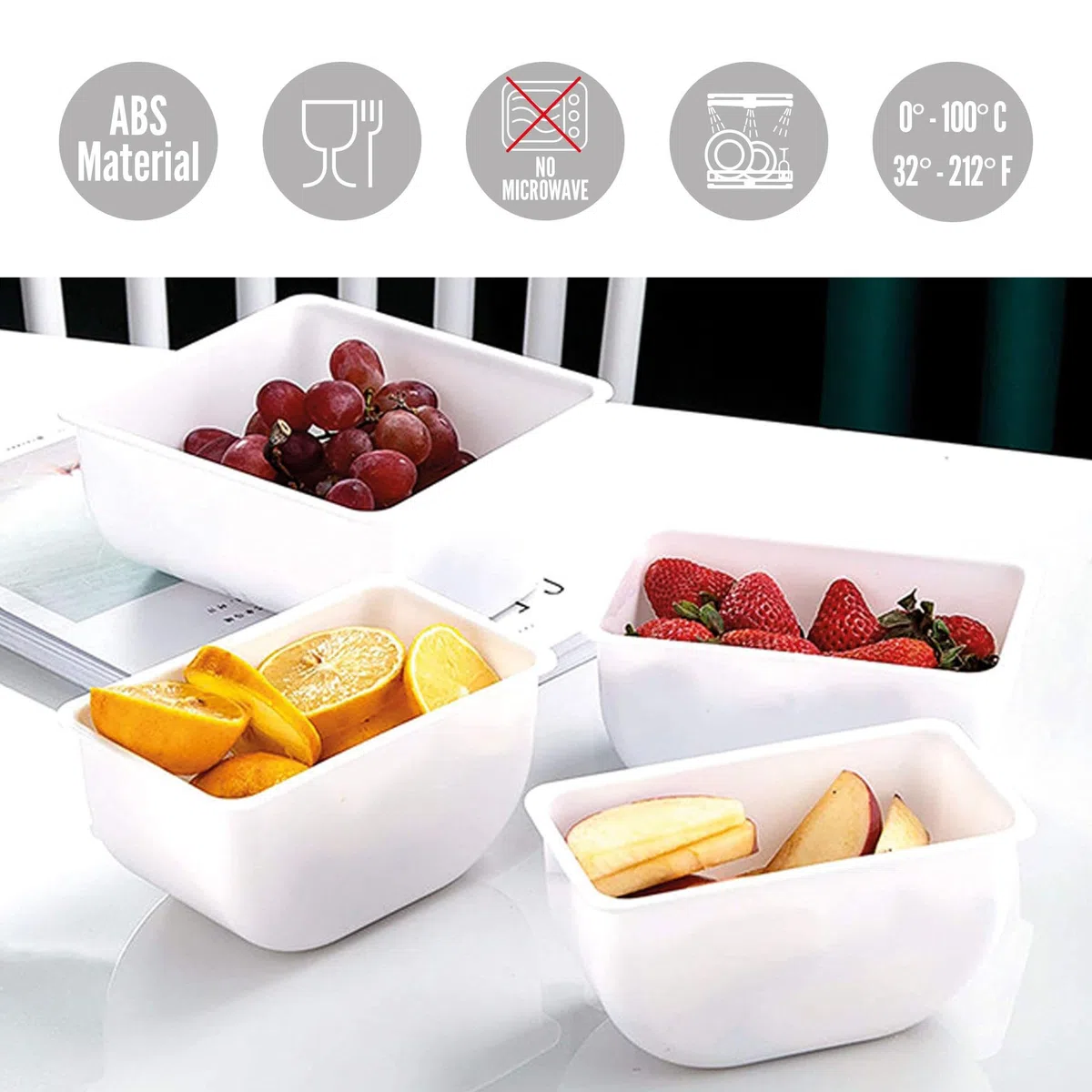 Paderno 44103-06 Contenitore 6 Scomparti, Portacondimenti 6 Vaschette ideale per Insalata e Condimenti, Lavabile in lavastoviglie, Dimensioni: 49x15 cm, ABS