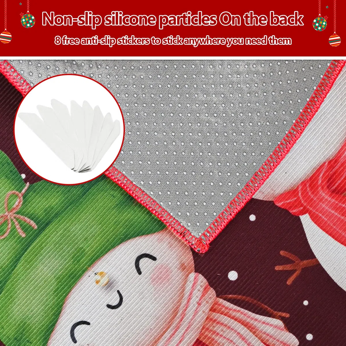 Set di 2 tappetini da cucina di Natale, tappeti natalizi lavabili antiscivolo per corridoio, soggiorno, cucina, Lavanderia (Natale Rosso G, 43x150 cm+43x75 cm)