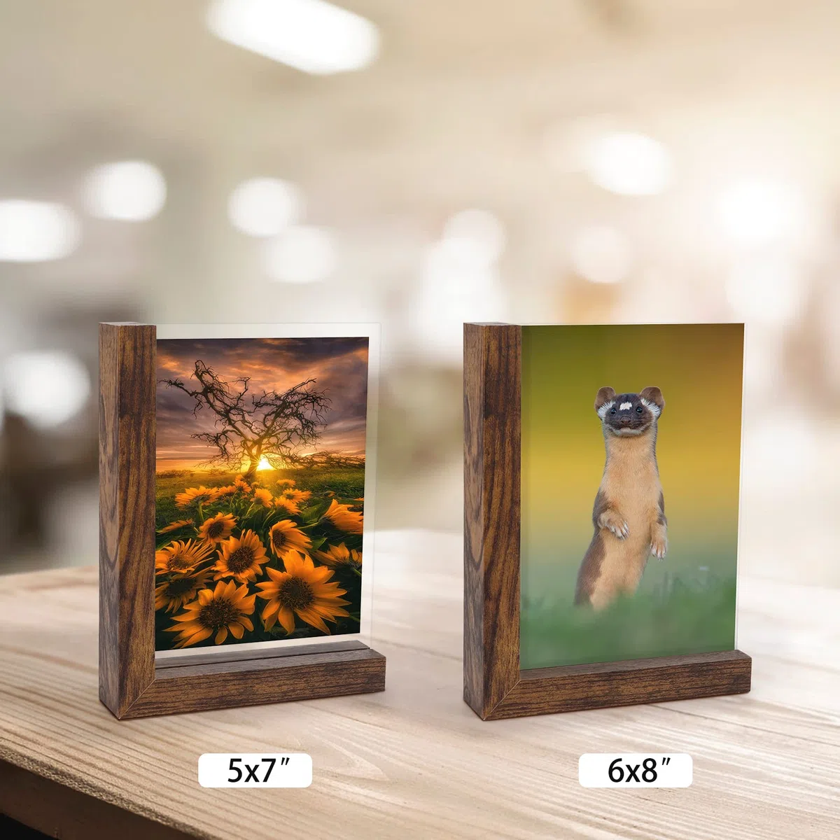 RLAVBL Cornice 13x18 Set 2,Cornice Foto a Doppia Faccia Esposta sul Tavolo