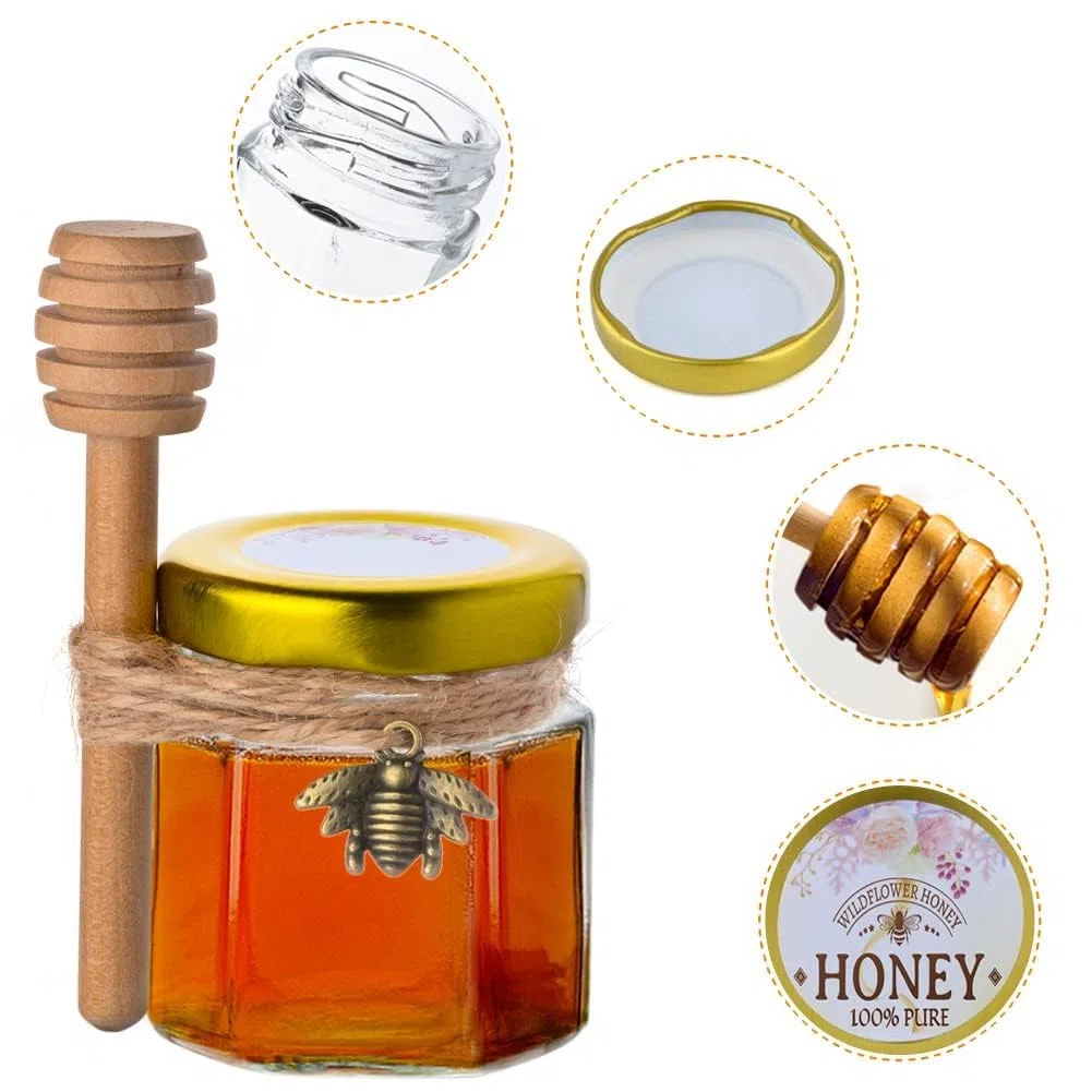 CLTPY 30Vasetti Miele 45ml, Vetro Piccolo, Bomboniere, Marmellata, Spezie, per Matrimonio, Battesimo Regali