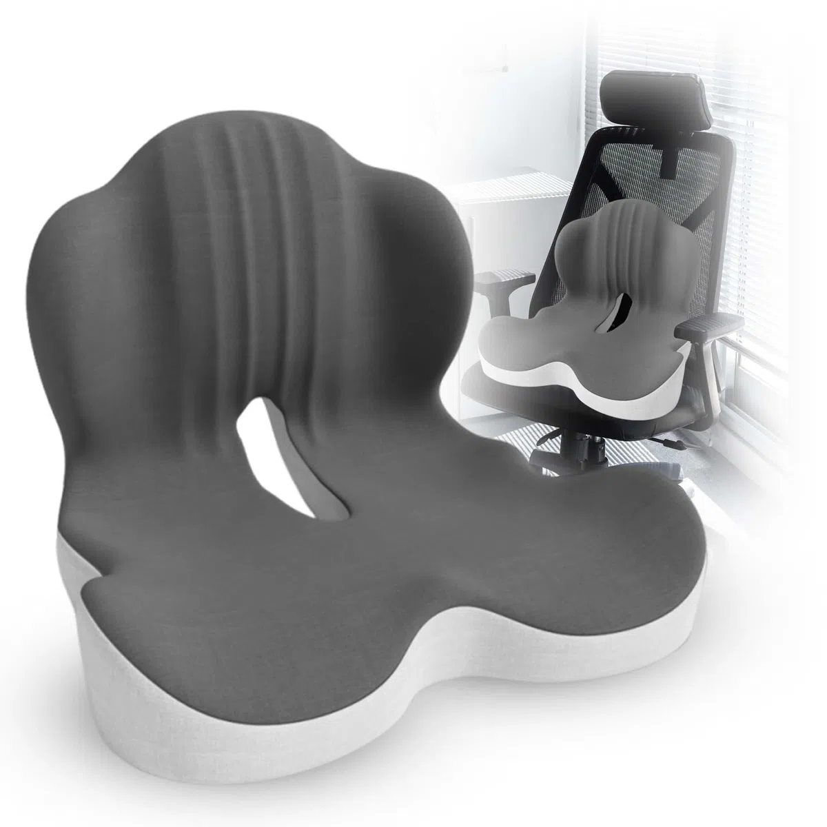 Grande cuscino per sedile in memory foam con supporto lombare per sciatica e sollievo dalla pressione del coccige, cuscinetto per coccige per sedia da ufficio, auto, sedia a rotelle, casa, ufficio