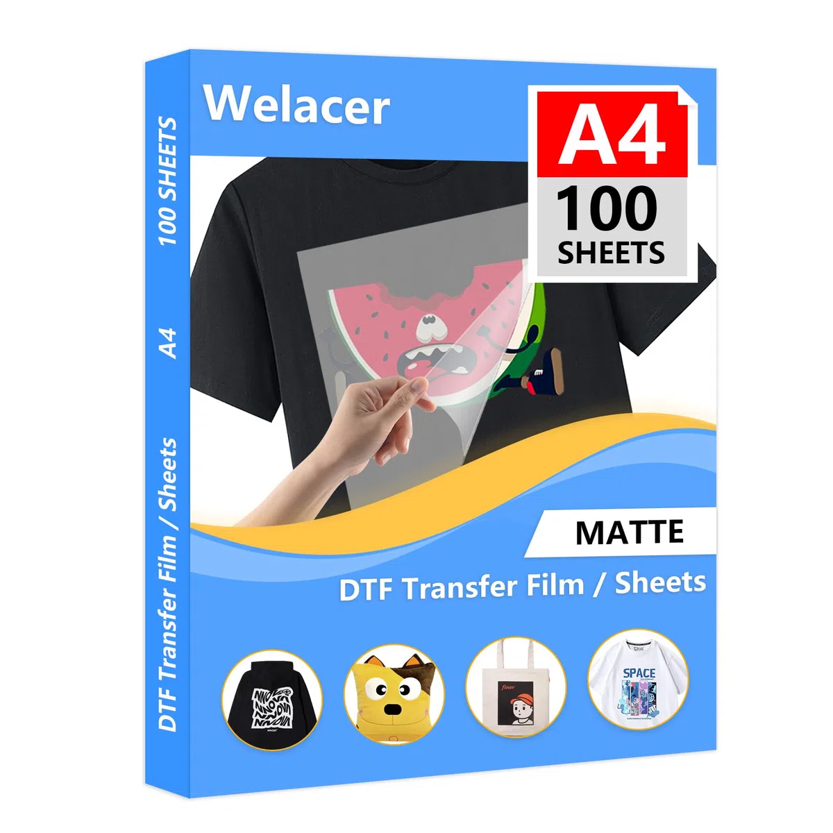 A4 (21cm x 29,7cm) 100 fogli DTF Transfer Film Stampa Diretta per Sublimazione Matt Doppio Lato, Clear DTF PET Transfer Film Fogli di Carta per Stampante Inkjet