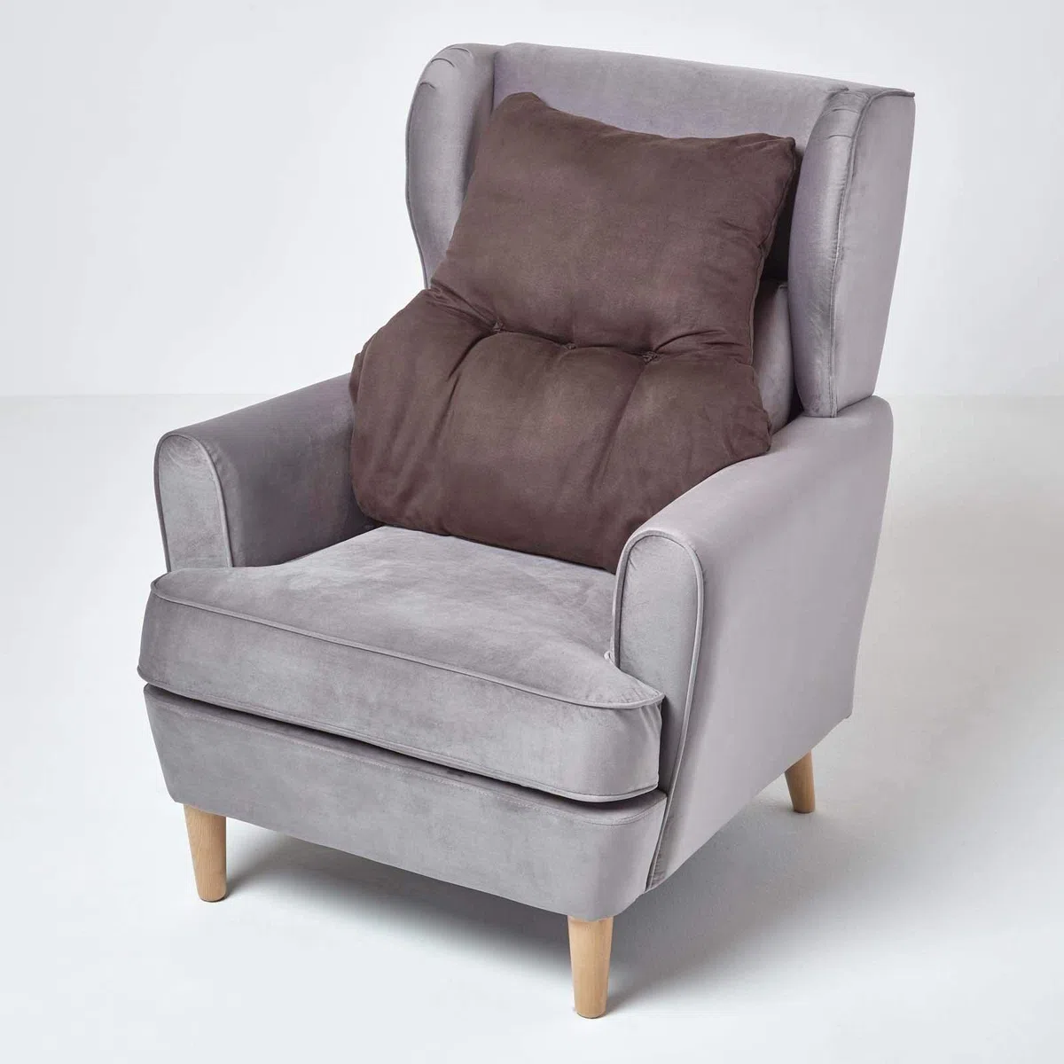 HOMESCAPES Cuscino lombare ergonomico, cuscino di posizionamento supporto schienale in suedette, per sedia, poltrona e auto, cioccolato, 58 x 68 x 15 cm