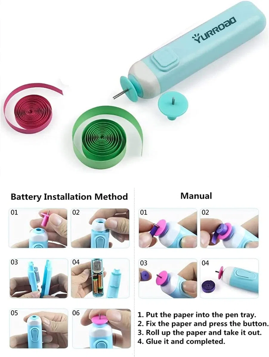 YURROAD 19pcs Strumento Quilling Kit per Principianti con Quilling Elettrica Penna Quilling Fessura Tavola Quilling Modello Quilling 3D Stampo Quilling Crimper per DIY Artigianato di Carta Quilling