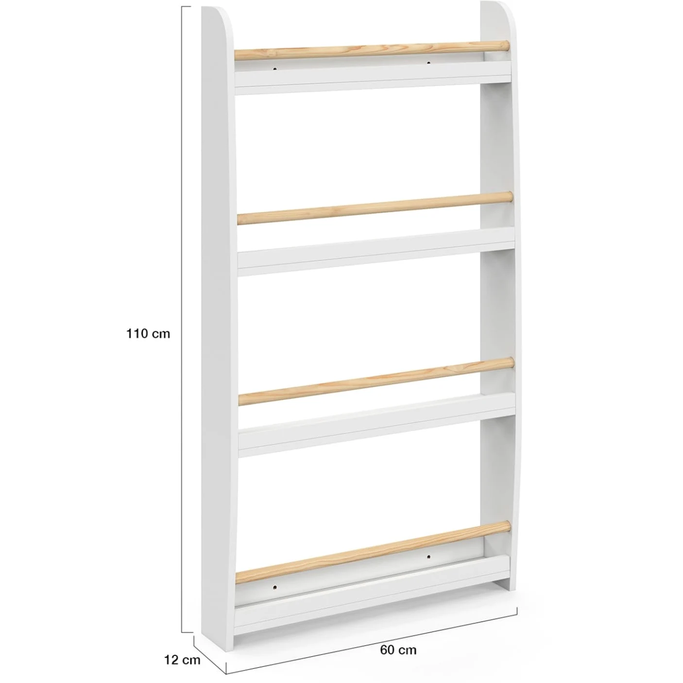 IDMarket - Libreria a muro per bambini a 4 ripiani in legno e bianco PAULETTE