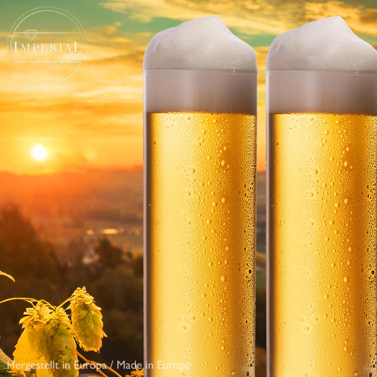 Imperial, set di 12 bicchieri da birra in vetro, 200 ml (max. 250 ml), bastoncini da birra da 0,2 l, lavabili in lavastoviglie