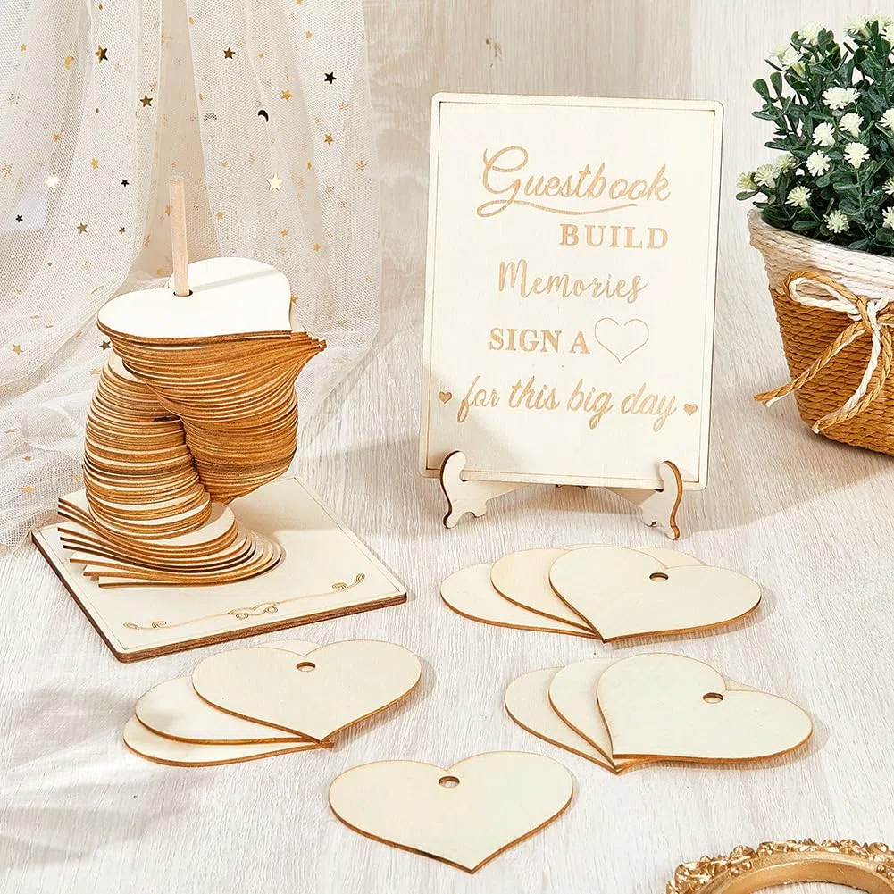 GORGECRAFT Libro degli Ospiti per Matrimoni Alternativa al Cartello Rustico in Legno Cuore per Fidanzamento Anniversario Ospiti Ricevimento Souvenir Alternativa Feste di Compleanno Feste di Laurea