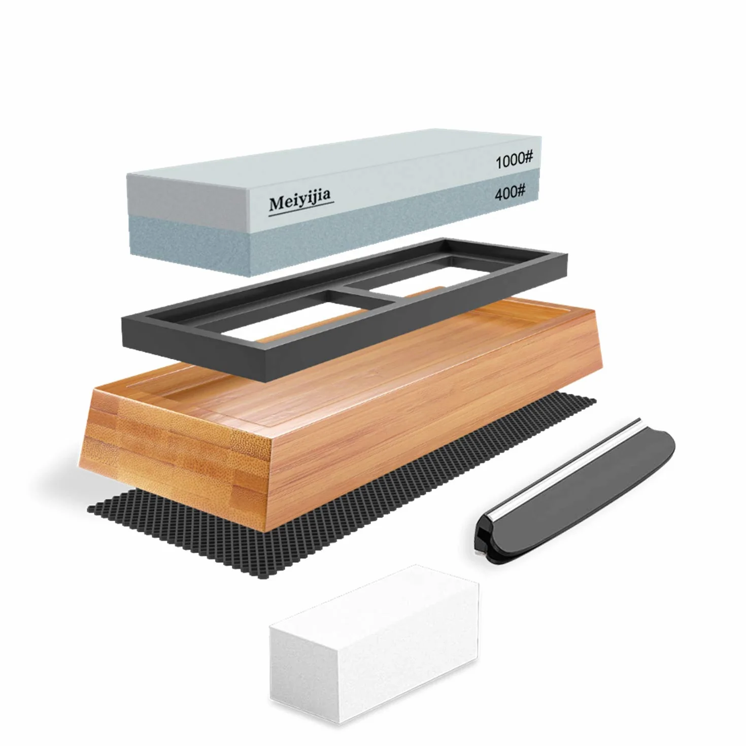Pietra per Affilare 2-in-1, Affilacoltelli Professionale cote Combinazione - con Stand Silicone Antiscivolo (5000/10000+400/1000 Grit/Set)
