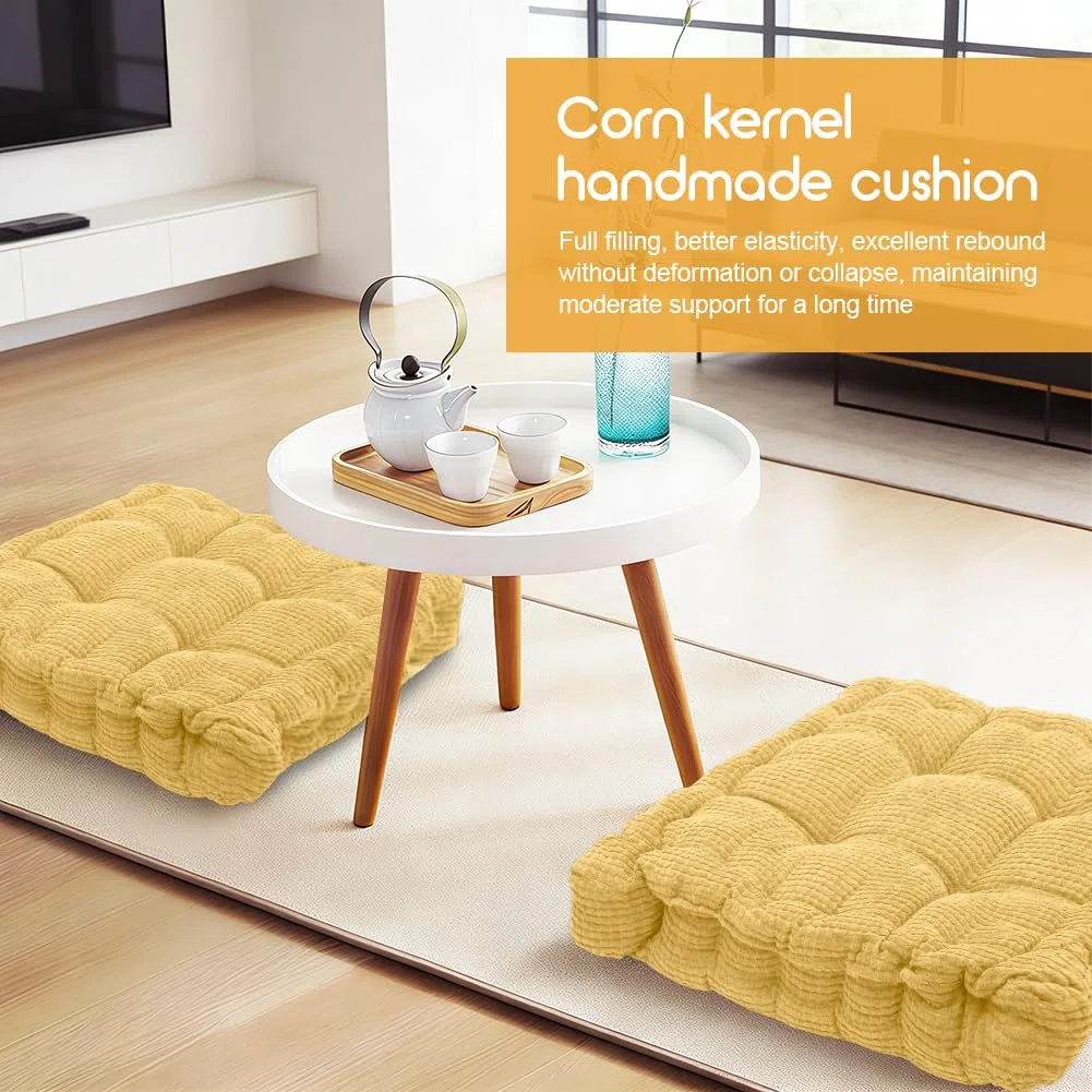 Set di 2 cuscini per sedia, 40 x 40 cm, per interni ed esterni, spessi, adatti per casa, giardino, ufficio e sedili auto (giallo)