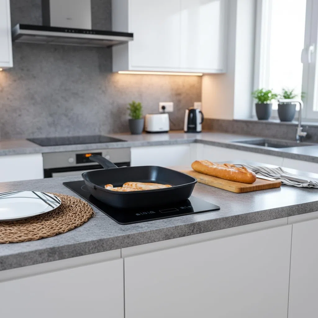 Nerthus FIH 1567 padella grill in alluminio pressofuso con rivestimento antiaderente quantanium adatta a induzione gas e vetroceramica manico ergonomico resistente al calore 28 cm