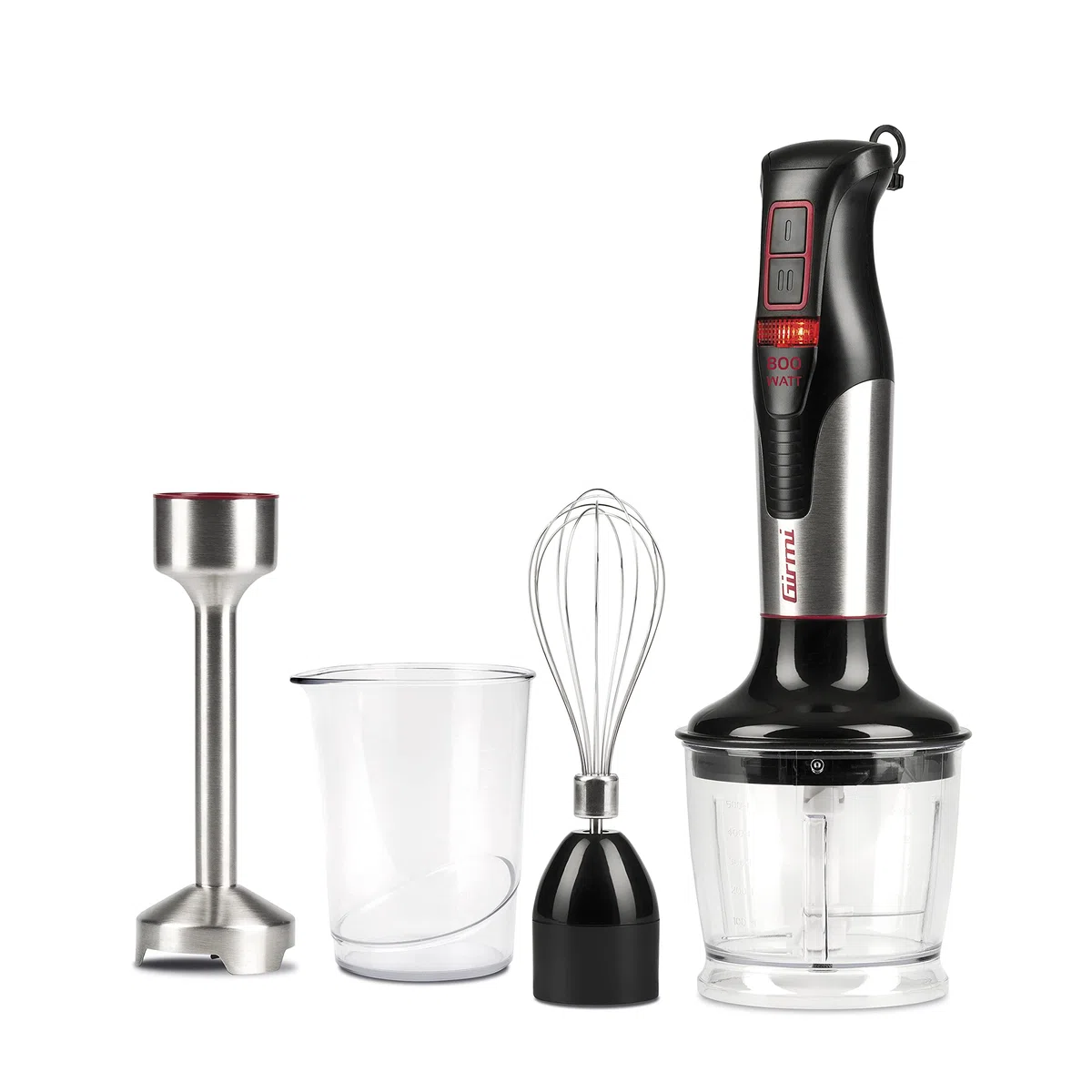 Girmi MX39 Frullatore a Immersione con Kit, 800 Watt, 4 Lame, Fusto 19 cm