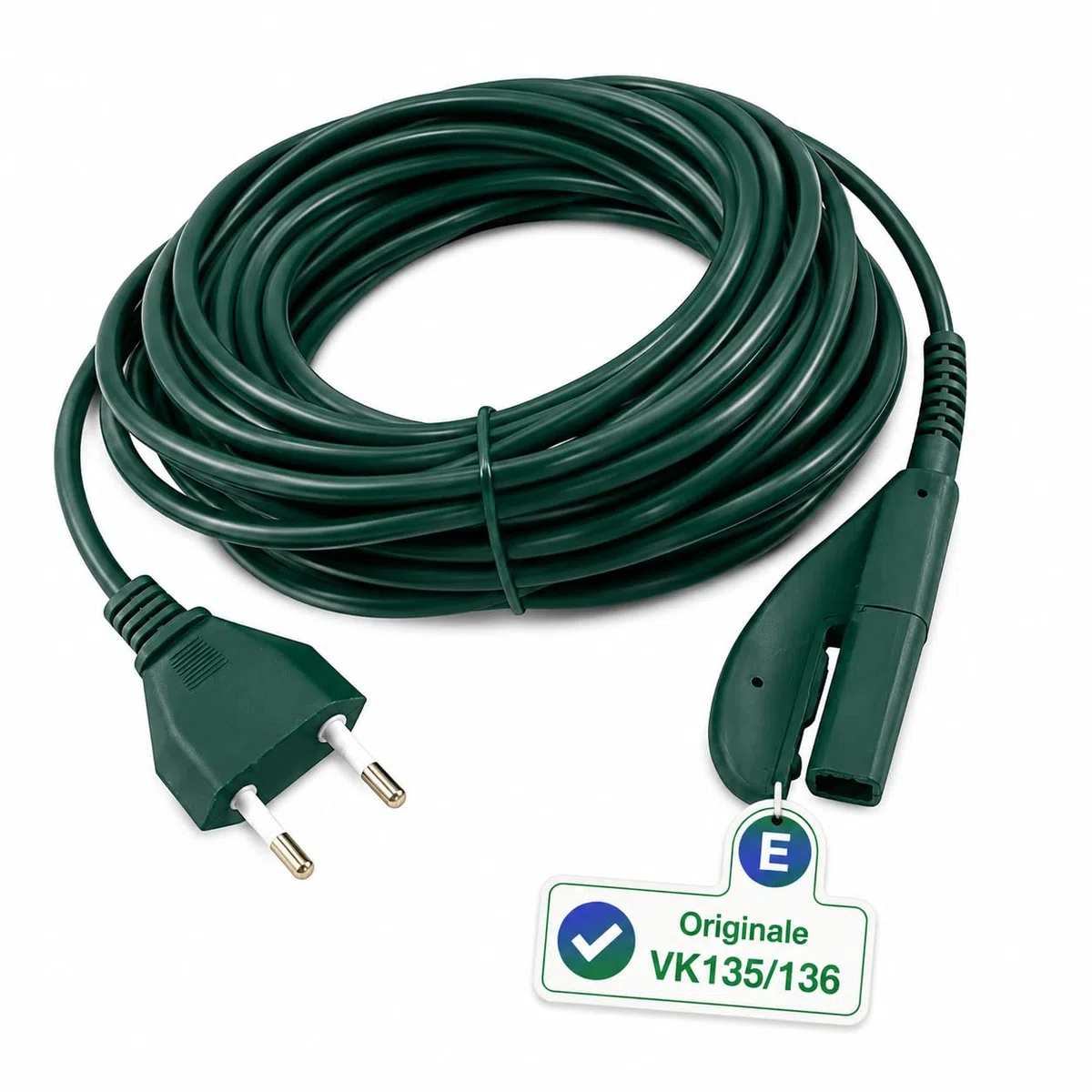 Cavo Folletto VK 135/136 ORIGINALE - 10 METRI - Filo Folletto VK 135/136 - Ricambio Alimentazione Scopa Elettrica - Facile Montaggio - Resistente e con Spina Italiana