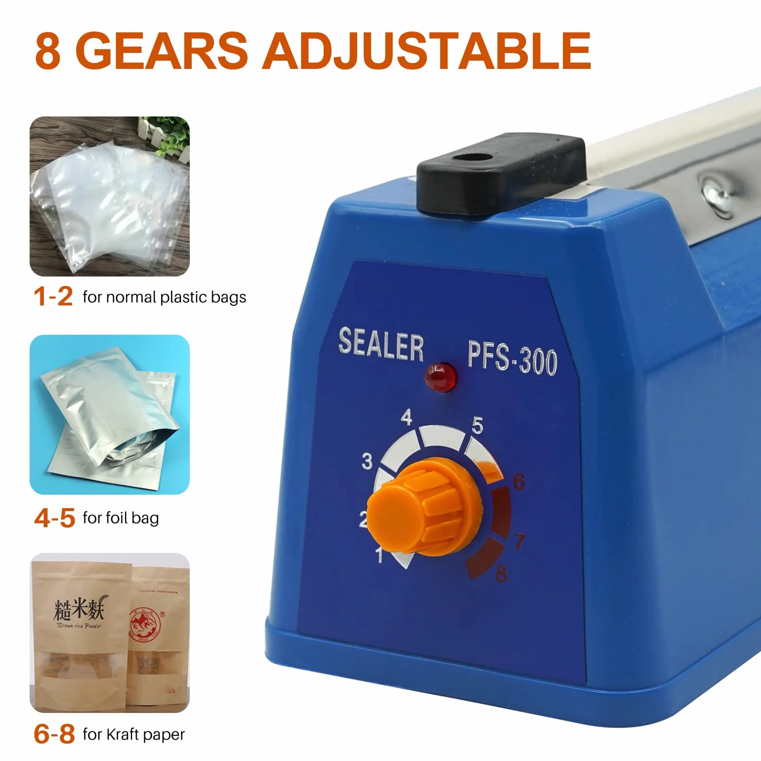 Termosaldatrice per Plastica Sacchetti 300mm Sigillatrice Macchina ad Impulsi Guarnizione Larga 3mm Impulse Heat Sealer for Mylar PP PE Alluminio Bags Macchina Sigillante Plastica