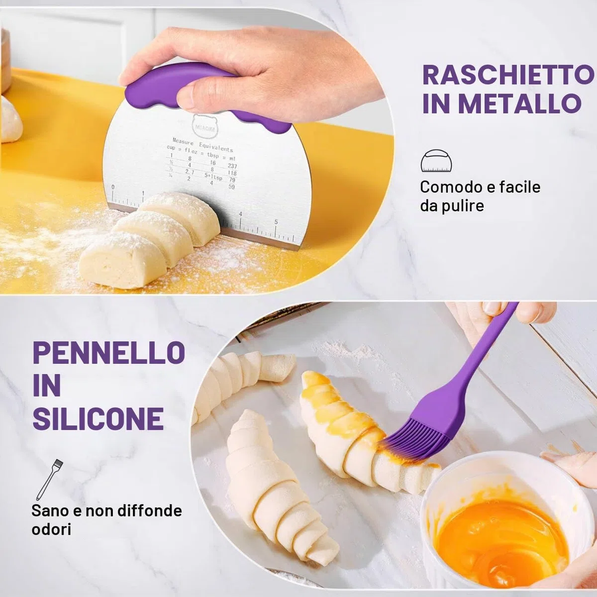 Kit di Forniture per la Cottura del Pane con Pasta Madre: Frusta per Impasto, Lama per Pane, Cestini per la Lievitazione Rotondi da 10 Pollici E 9 Ovali, Raschietti Impasto, Pennello Forno