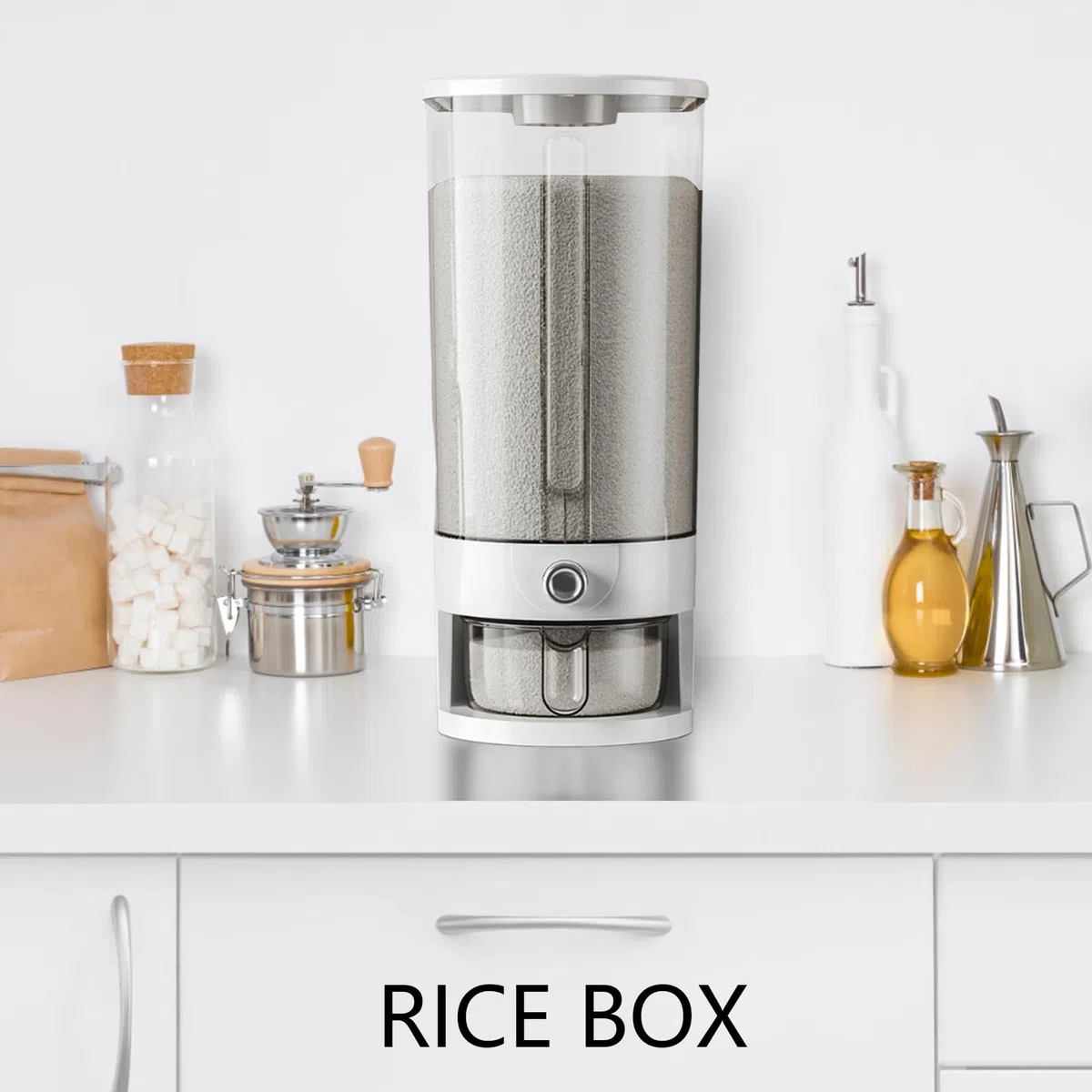 Contenitore ermetico per riso - Secchio di riso 10 kg ermetico, secchio ermetico e impermeabile a prova di perdite, organizer trasparente impilabile per dispensa da cucina e uso in ristorante