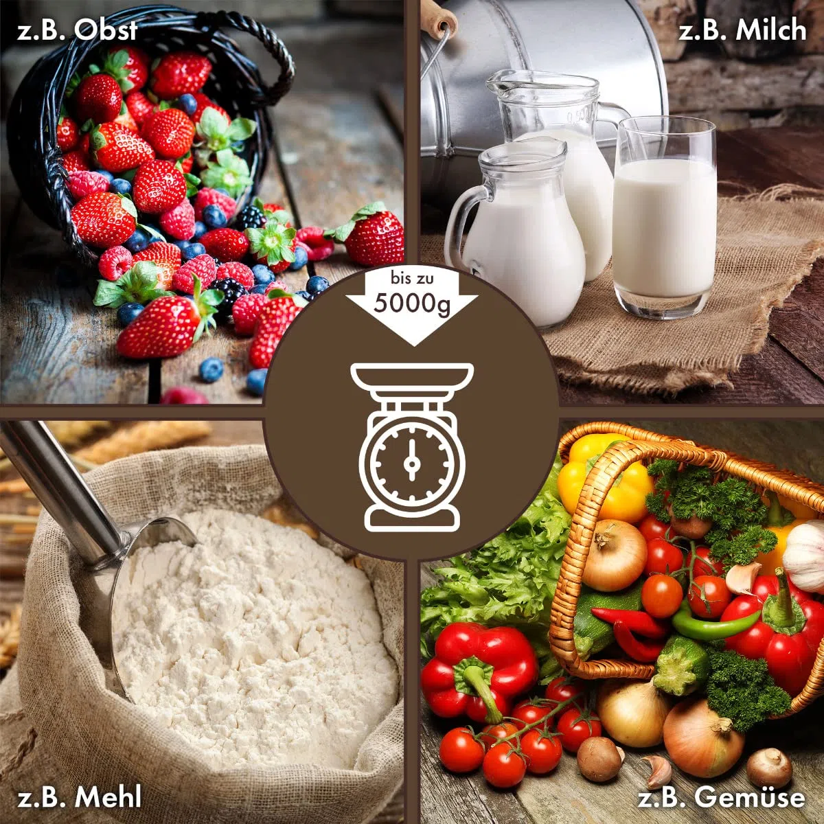 ProfiCook Bilancia da cucina analogica meccanica retrò fino a 5 kg con funzione Tara, facile da leggere PC-KW 1247