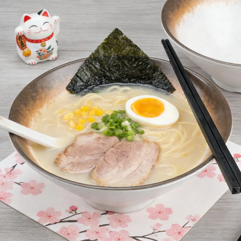 2 Set Ciotola Ramen In Plastica Melamminica Grande Ciotole Ramen Giapponese Con Cucchiai e Bacchette per Pasta Zuppa di Noodles,1100ml