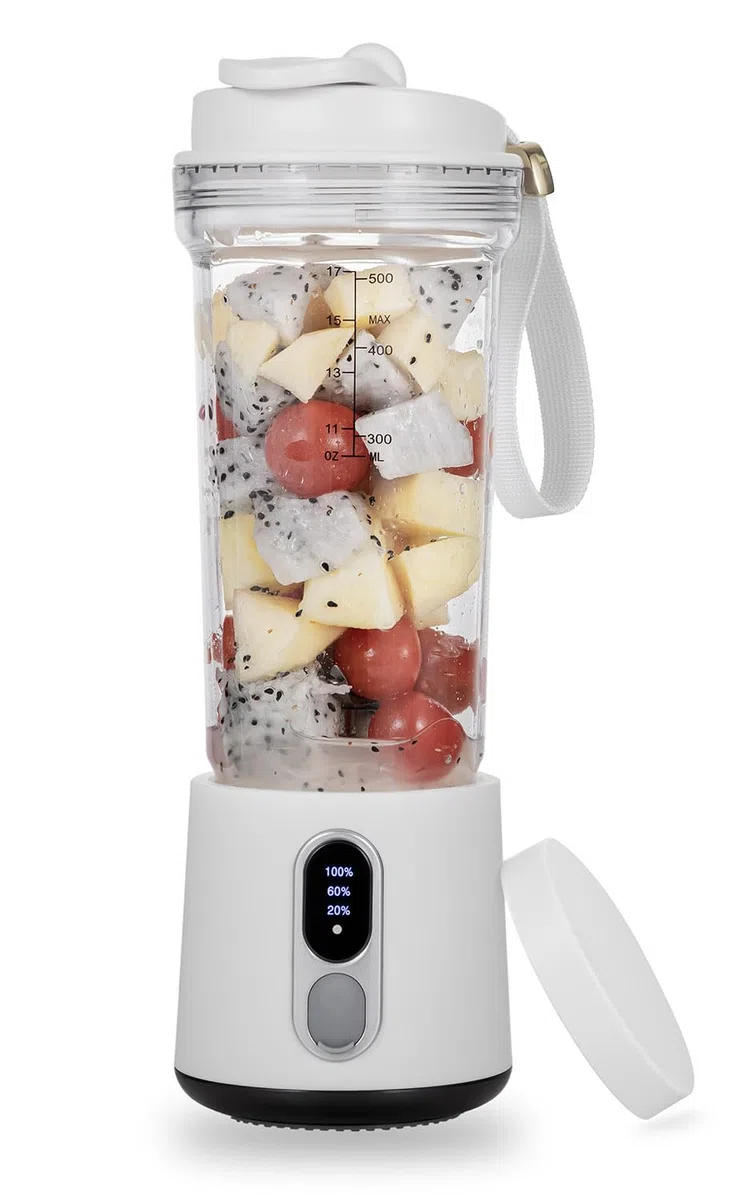 Frullatore Portatile 500ml per Frullati e Smoothies, Ricaricabile USB-C 4000mAh, 6 Lame in Acciaio Inossidabile, Frullatore da Viaggio Senza Fili per Palestra, Esterno, Cucina