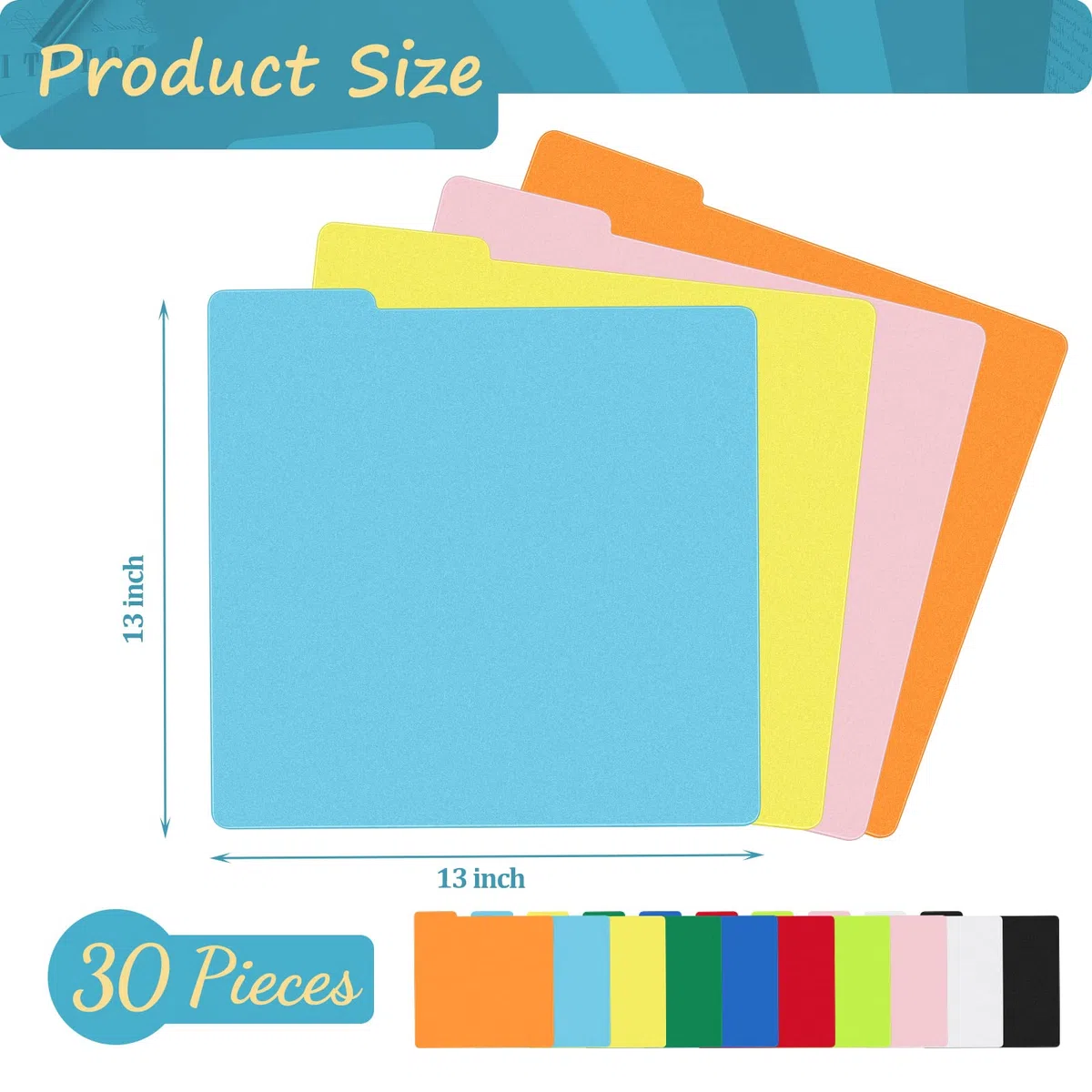 30 divisori per dischi in vinile, in plastica, multicolore, con linguette per 33 giri/min, 33 x 33 cm