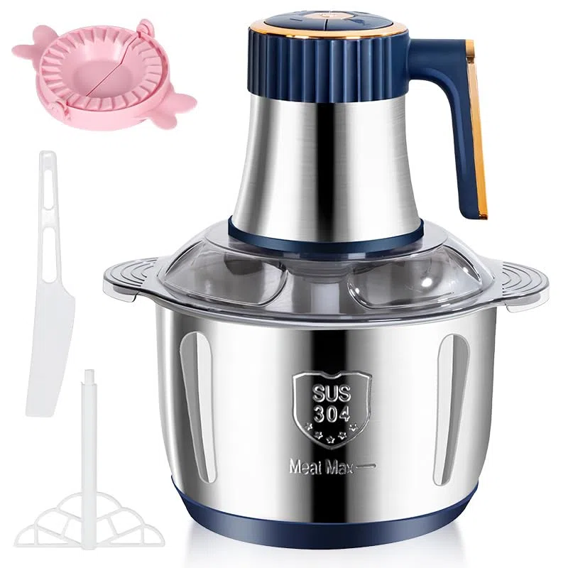 Tritatutto elettrico 500 W, tritacarne 5 l con 5 velocità e 6 lame in acciaio inox, mini tritacarne universale per carne, cipolle, frutta, verdura, alimenti per bambini