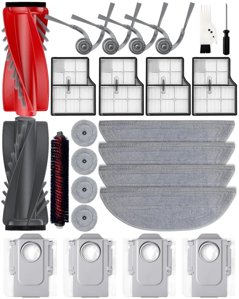 Saros 10 Accessori per Roborock Saros 10 robot aspirapolvere, 25 pezzi, 2 spazzole principali, 4 spazzole laterali, 4 sacchetti per la polvere, 4 filtri HEPA, 4 + 4 panni per la pulizia con