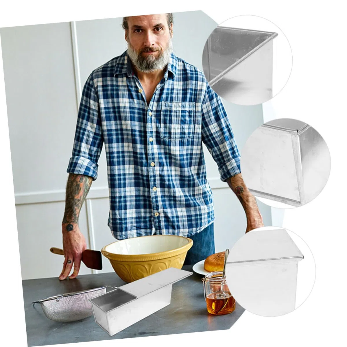 Didiseaon Stampo per Pane Coperchio Teglia Antiaderente in Lega di Alluminio Capacità Grande per Pane e Torte per Cucina e Uso Quotidiano
