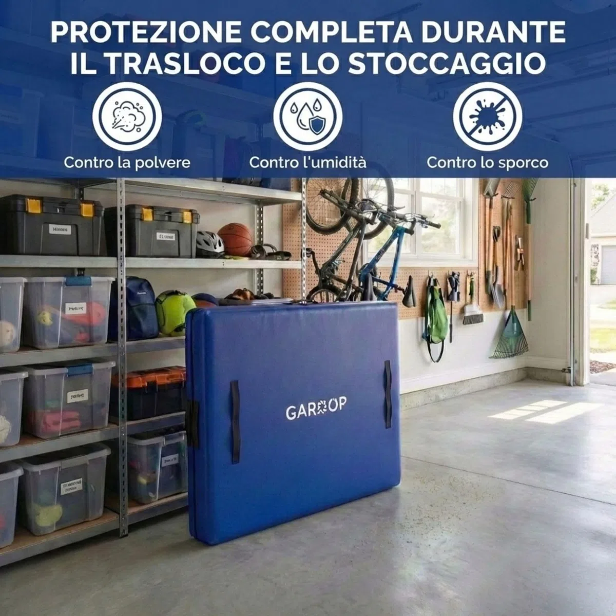 Custodia protettiva per materasso 180 x 200 x 30 cm, dotata di 12 manici rinforzati e chiusura lampo, ideale per riporre oggetti, riporre e traslochi, resistente agli strappi e impermeabile