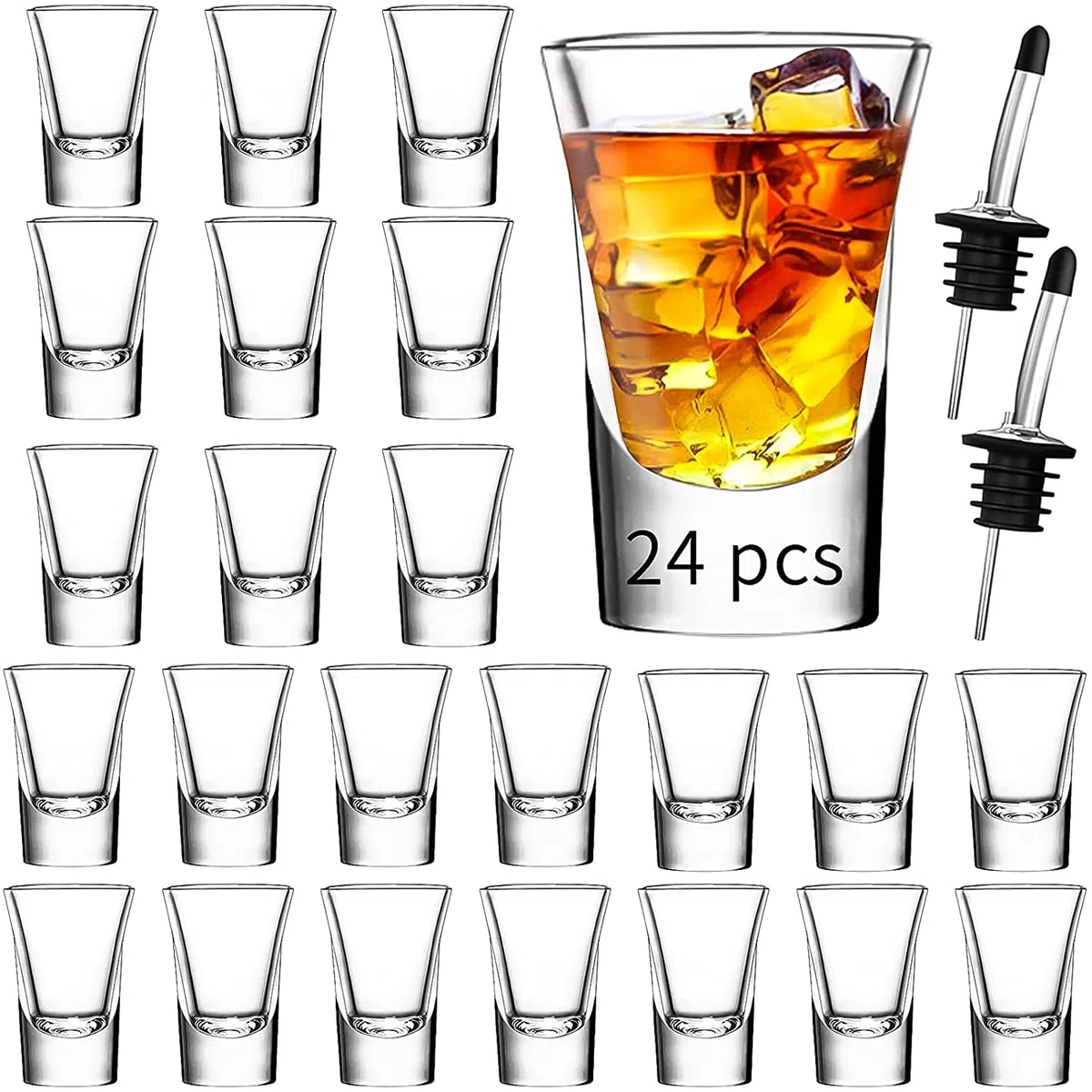 SuproBarware 24 Bicchieri da Shot in Vetro da 3cl, bicchierini liquore, bicchieri amaro con base pesante -Lavabili in Lavastoviglie, Ideali per Feste