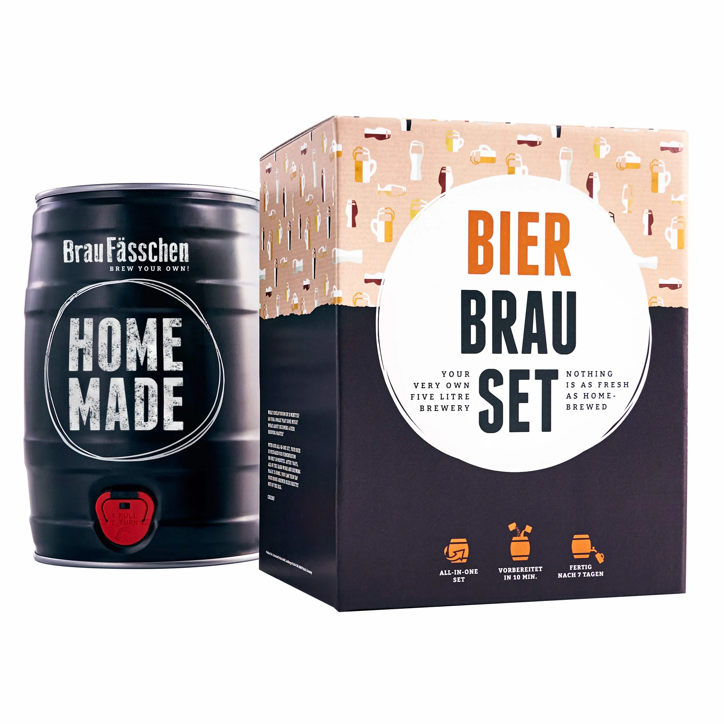 Braufässchen |Set per Birra Fai da Te | Pils in Fusto da 5 Litri | Pronto in 7 Giorni | Regalo per Uomini, Amici o papà | Regalo di Birra