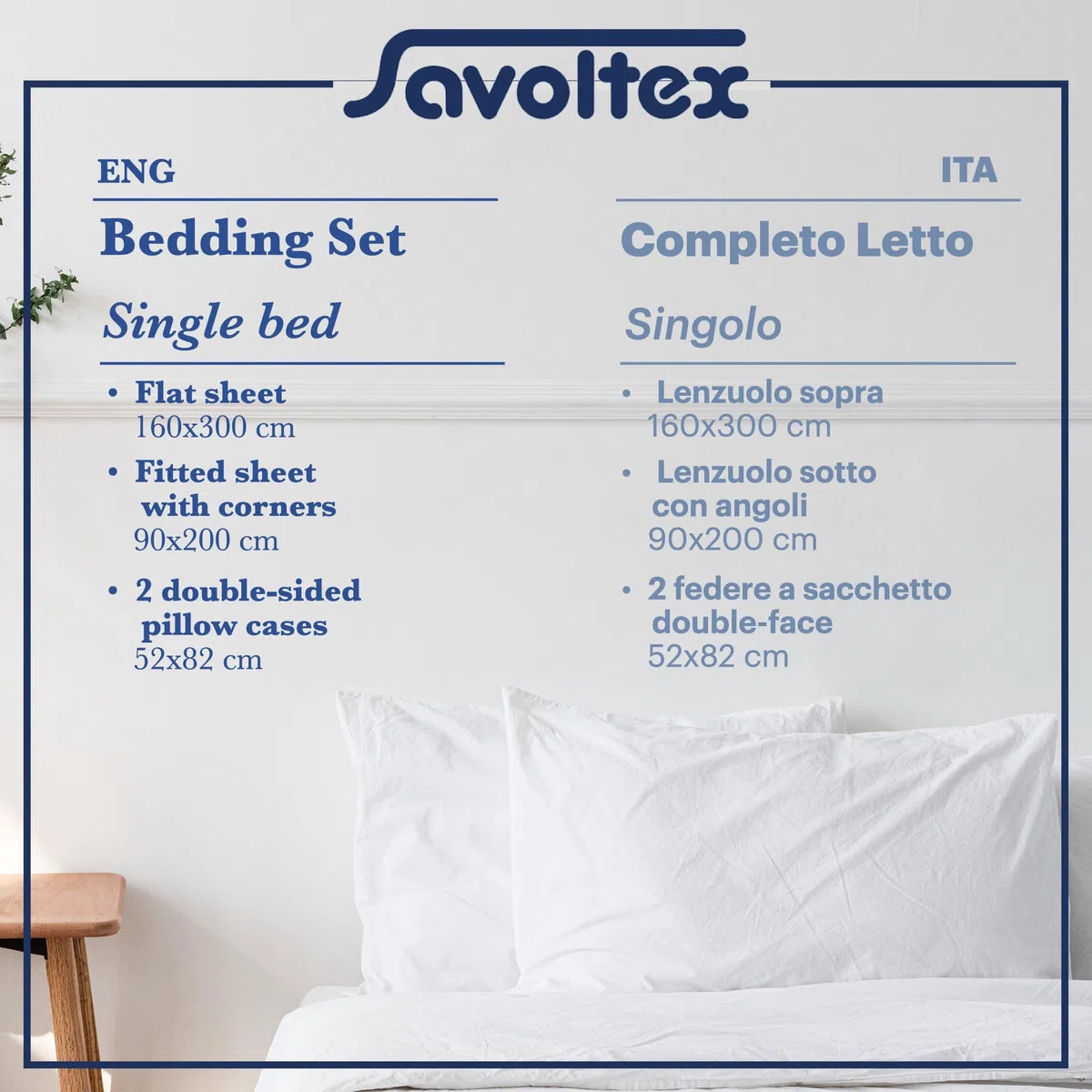 PENSIERI DELICATI Completo Letto Singolo in Percalle 100% Cotone, Completo 160x300 Comprensivo di Lenzuolo Sotto, Lenzuolo Sopra e 1 Federa a due Volant, Made in Italy, Fantasia Dandy Azzurro