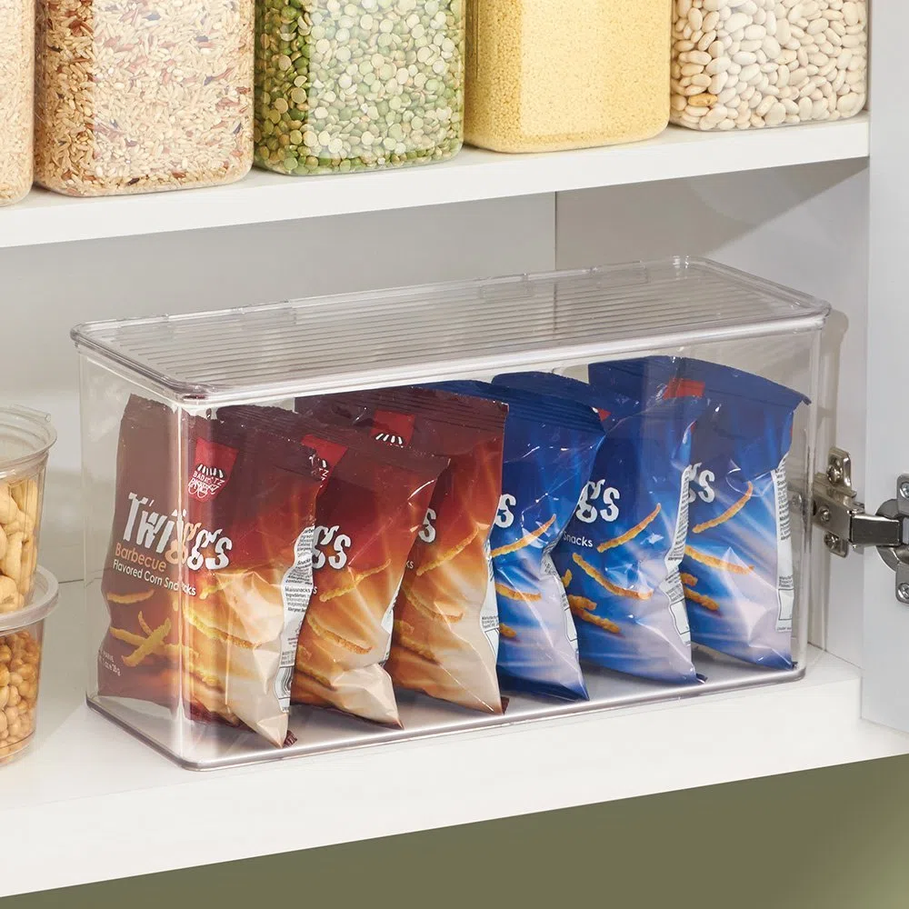 iDesign Kitchen Binz Scatola impilabile, 14 x 34 x 18 cm, trasparente, 14 x 34 x 18 cm