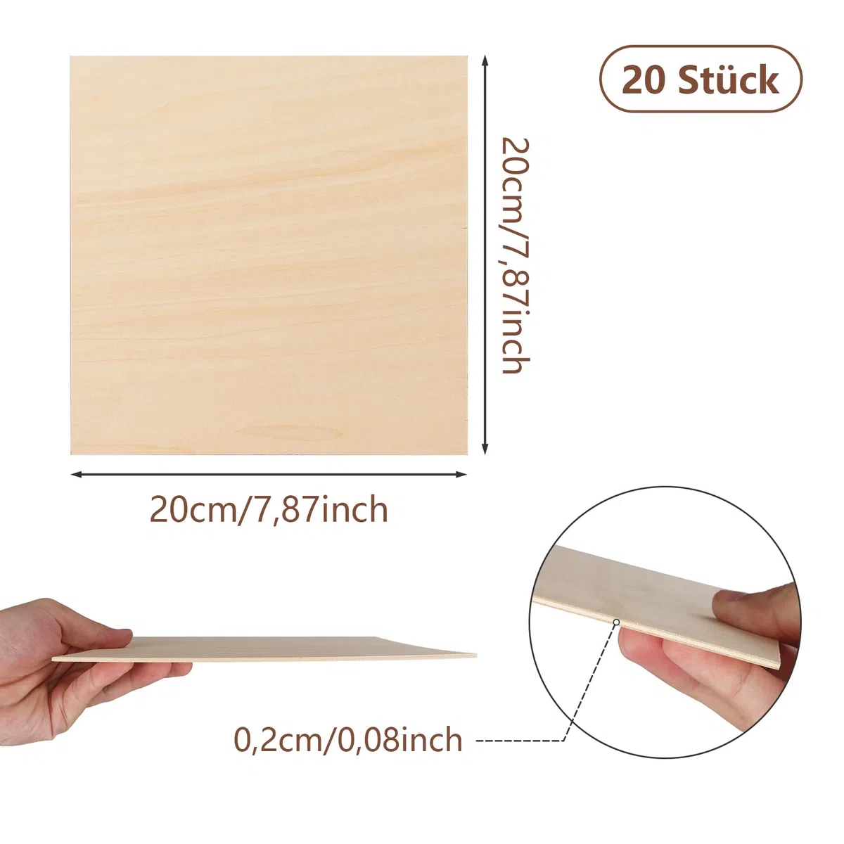 20 Pezzi Di Legno Di Tiglio 200 X 200 X 2 Mm Compensato 2 Mm Legno Di Tiglio 2 Mm Assi Di Legno Pannelli Di Compensato Pannello Di Legno A4 Pannelli Di Compensato Per Artigianato Fai Da Te, Modello