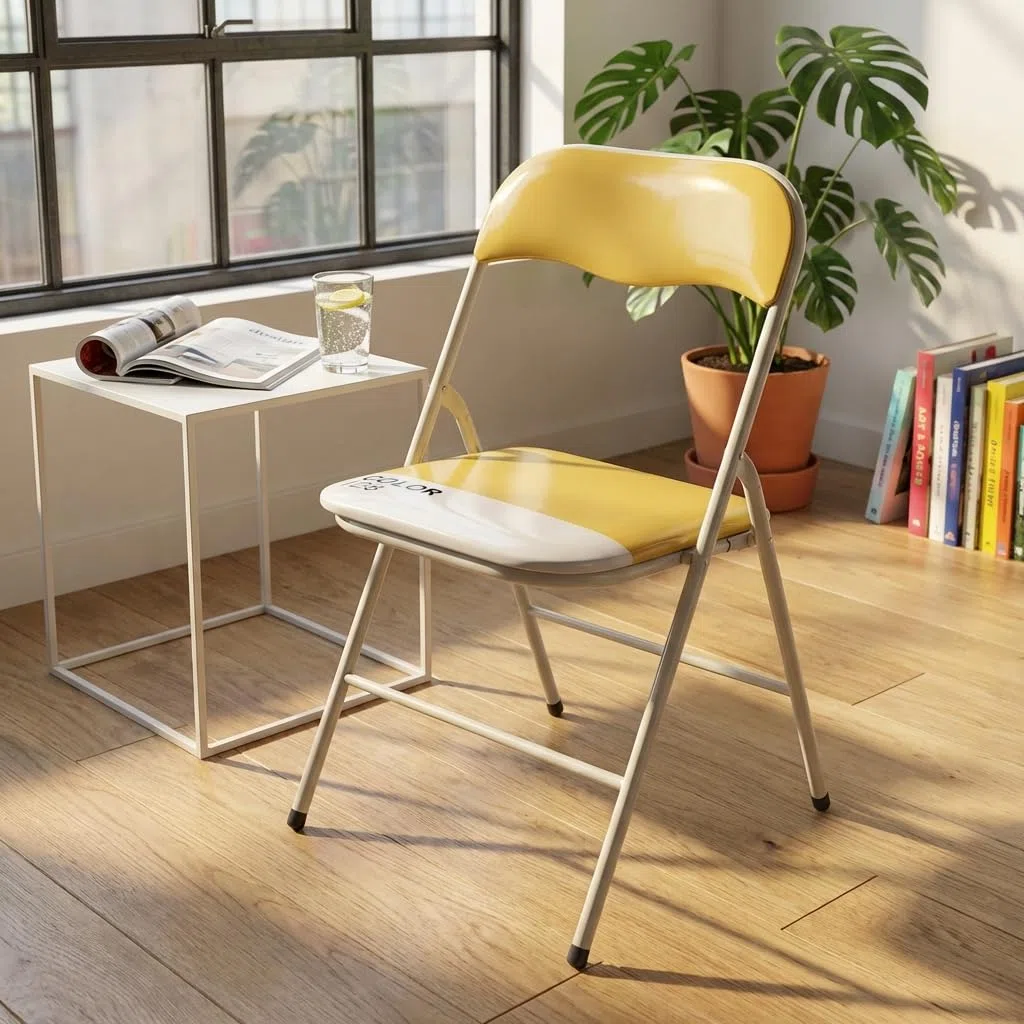 Sedia Pieghevole Salvaspazio in Acciaio PVC cm 44x45x79 - SLIM Giallo