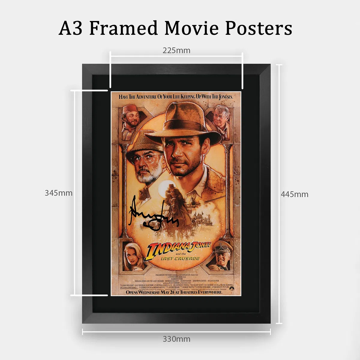HWC Trading Indiana Jones And The Last Crusade A3 Incorniciato Firmato Regalo Visualizzazione Delle Foto Print Immagine Autografo Stampato Per Harrison Ford Gli Appassionati Di Cinema
