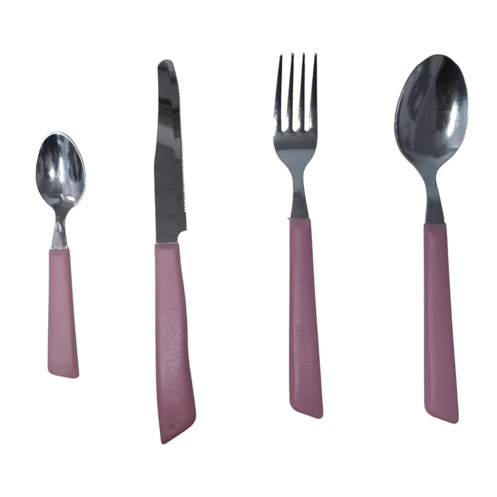 Servizio di Posate completo 24 Pezzi per tavola di 6 persone manico rosa antico in Acciaio Inossidabile Lavabili in Lavastoviglie Made in Italy in omaggio il Porta Posate da Cassetto
