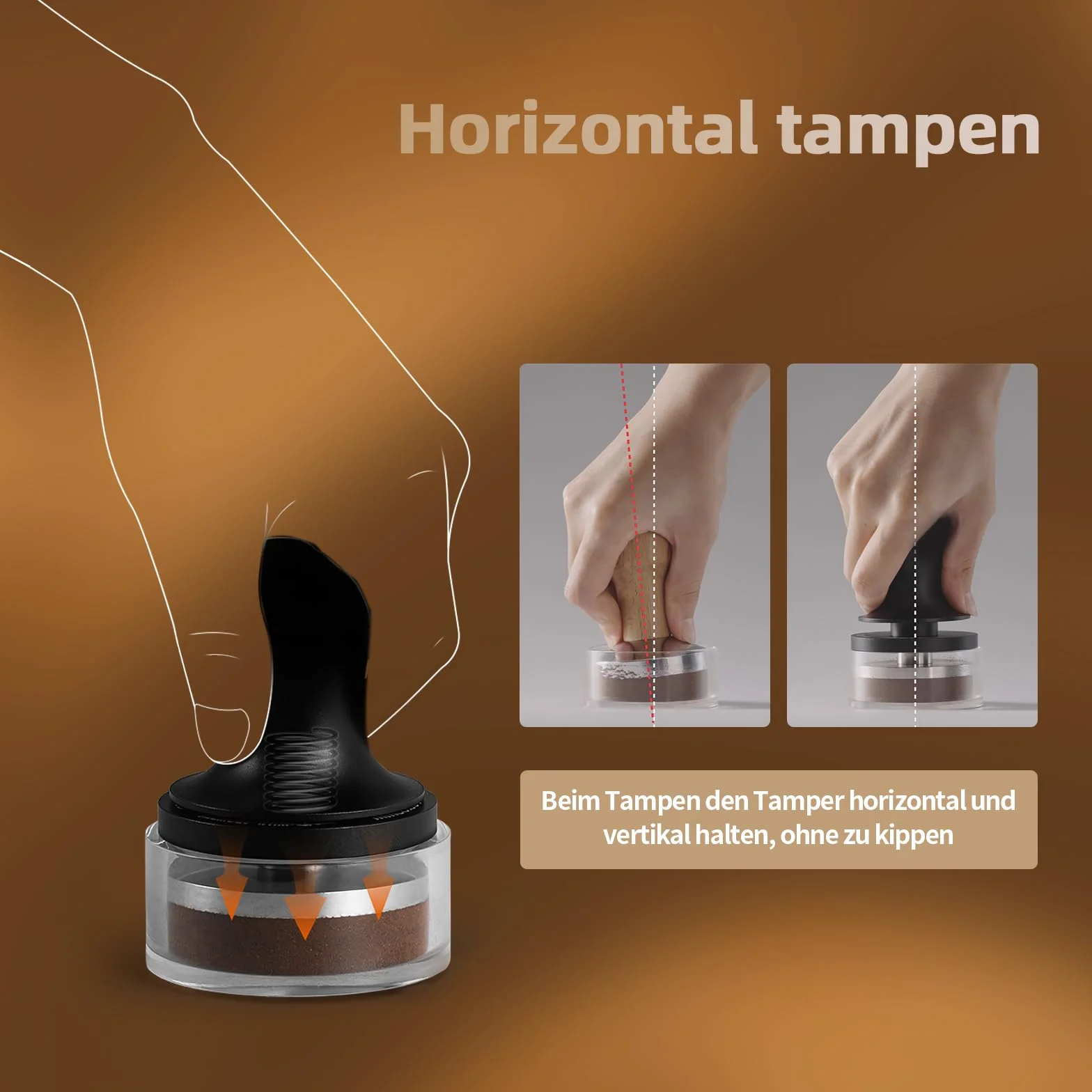 MHW-3BOMBER Tamper per caffè autolivellante da 58 mm, con rimbalzo automatico a 2 molle, strumento manomissione da 58,35 mm per macchine da espresso, strumento barista, T6101-OS