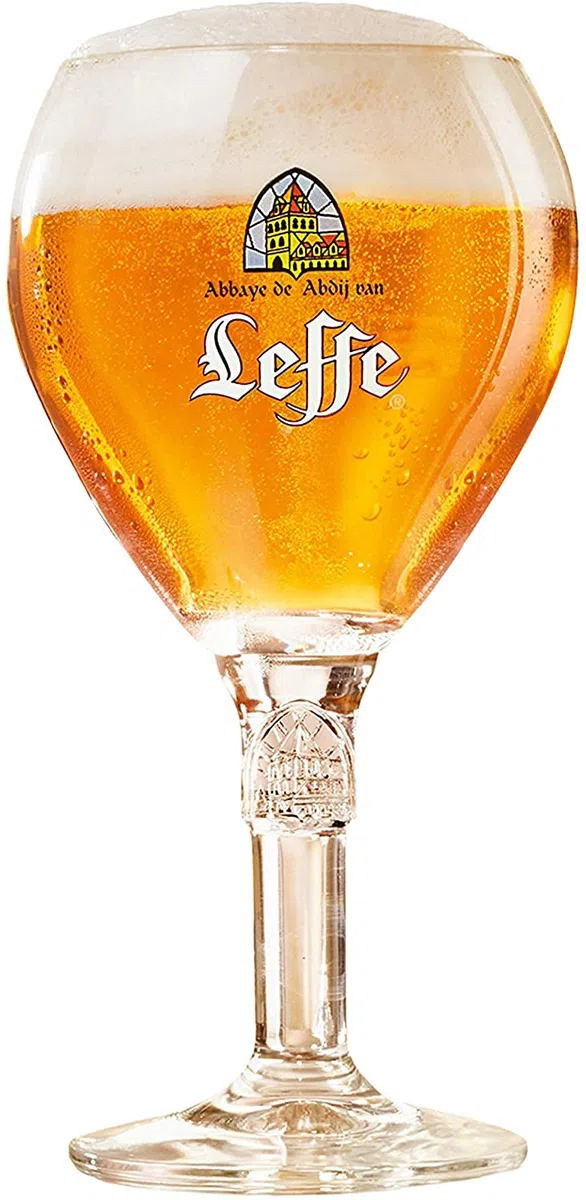 Leffe - Bicchieri da birra 0,25 l, set da 6 pezzi, con 6 sottobicchieri originali (coperchio per birra), bicchieri originali Leffe, 0,25 l, per gastronomia e collezione, 25 cl, lavabili in