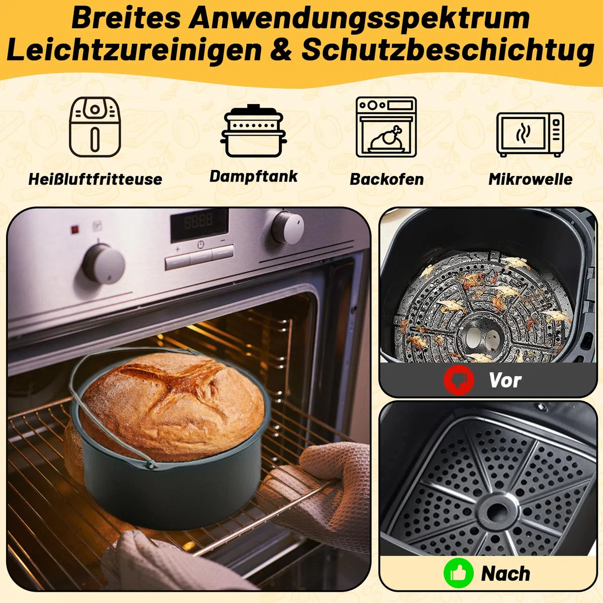 Stampo in silicone Air Fryer - Accessori Air Fryer per Russell Hobbs 4 l, 4,3 l, 5,5 l, Philips 2000 Series NA220 NA229 4,2 l HD9270 6,2 l, con carta oleata, stampo per torta, spray per olio, griglia
