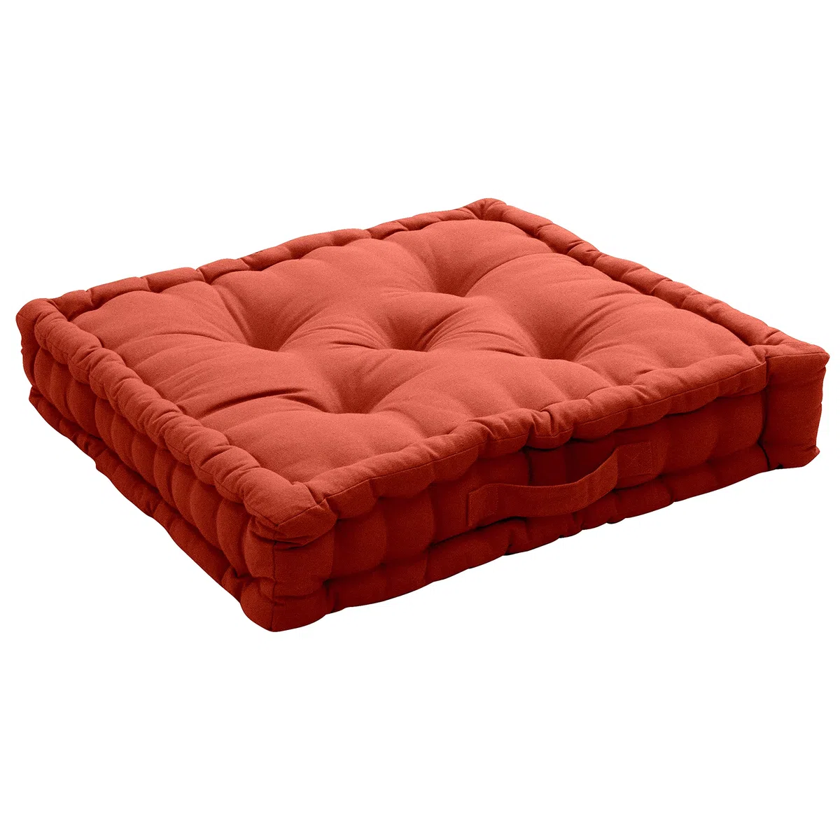 Cuscino da pavimento con manico, 50 x 50 cm, terracotta, 100% cotone certificato Oeko Tex, imbottitura 100% cotone riciclato, imbottito per garantire un buon vestito, collezione Panama, Enjoy Home