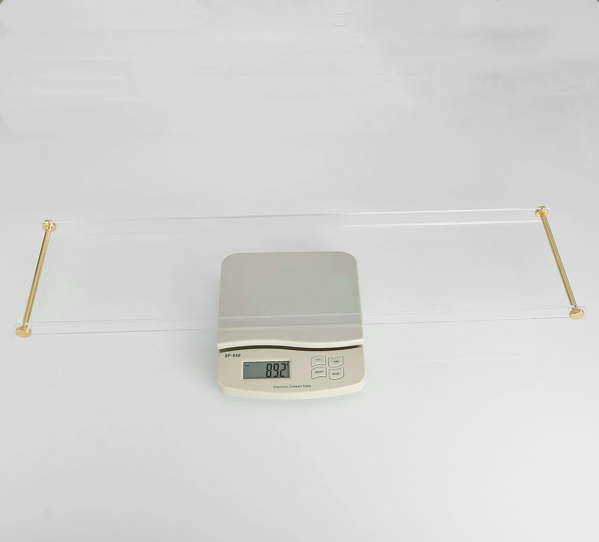 Beelee Vassoio in acrilico trasparente con guide dorate per contenere libri, telefono, candele, vino e tablet, accessori da bagno impermeabili per il bagno, regali di lusso per le donne