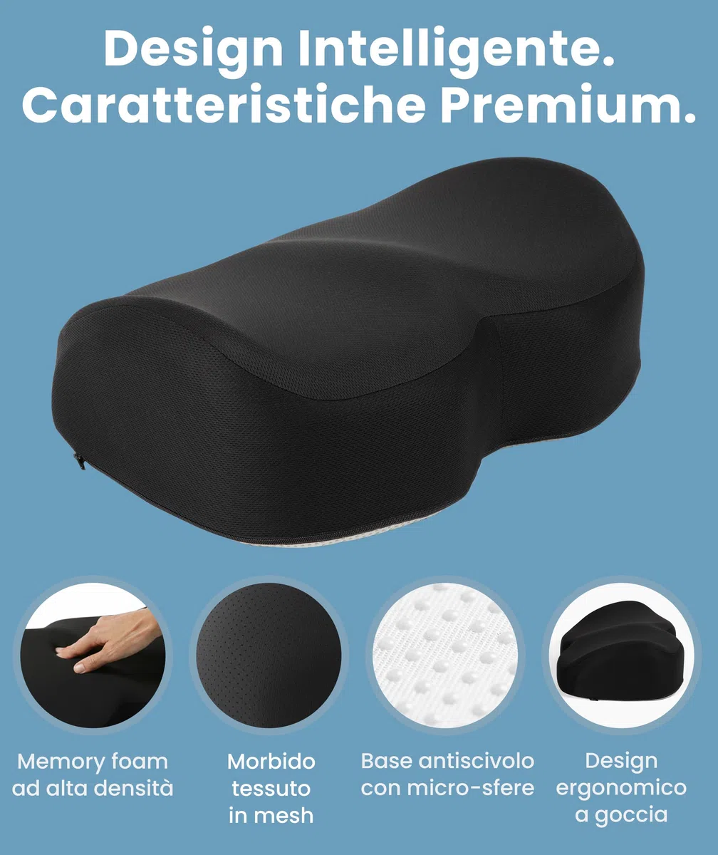 Everlasting Comfort Poggiapiedi sotto scrivania in memory foam – Sgabello piedi per ufficio, smart working e gaming con fodera lavabile e base antiscivolo