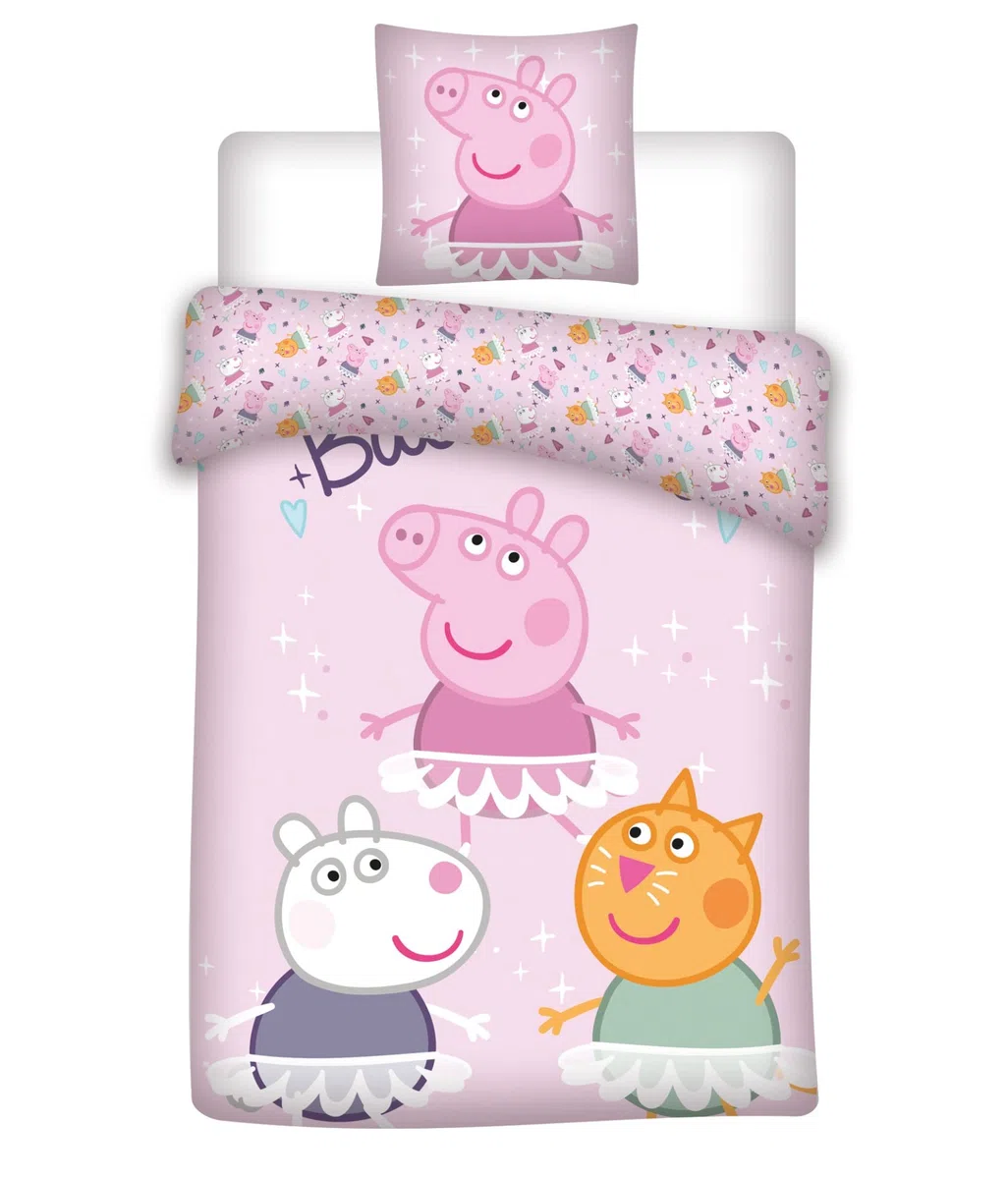 Parure de lit réversible PEP - Peppa, Suzy et Candy - Rose - 140 cm x 200 cm