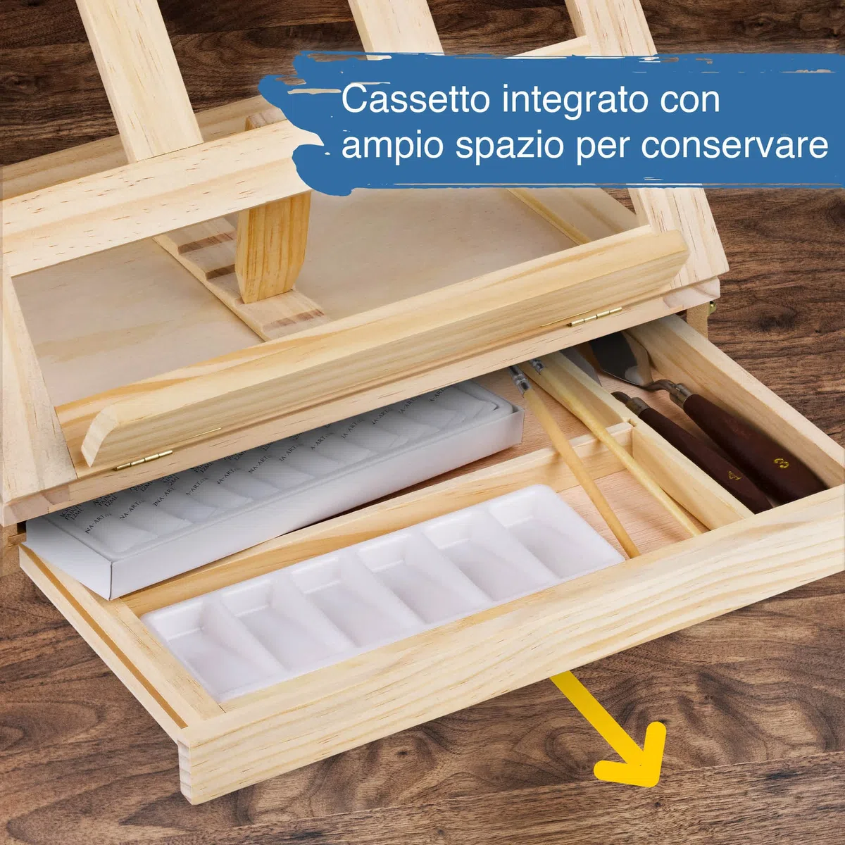Artina Kit pittura Milano con cavalletto da tavolo tela pittorica 20x30cm colori acrilici pennelli spatoline e tavolozza - set da pittura completo