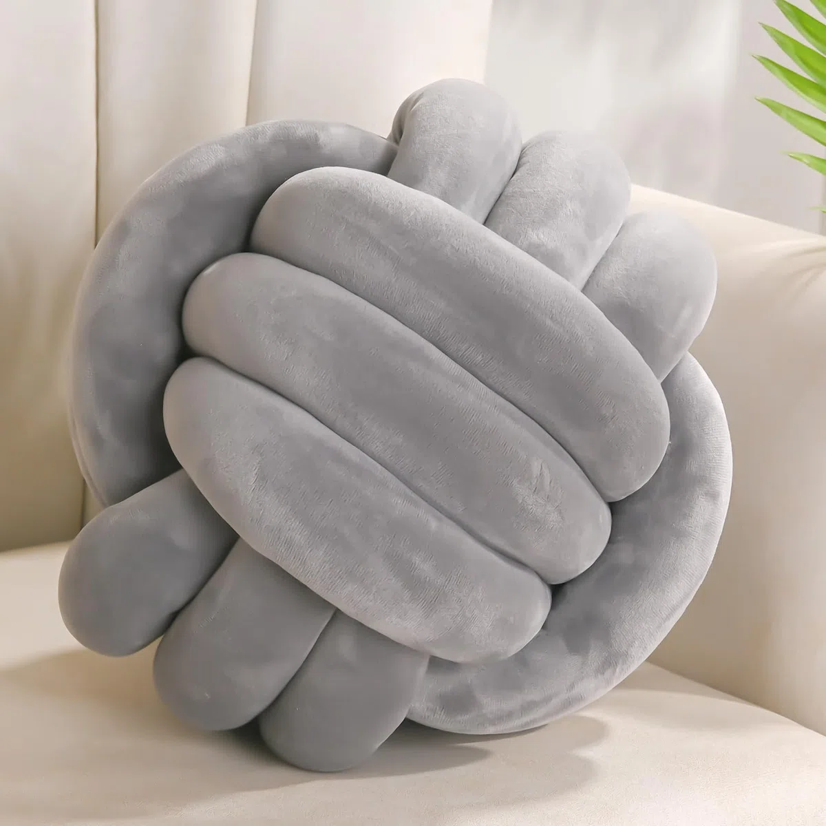 Cuscino Nodo Grigio Scuro, Cuscino Rotondo Cuscini Decorativi, Cuscini Divano, Cuscini Letto, Decorazioni Camera da Letto Bambini, Regalo 28 cm
